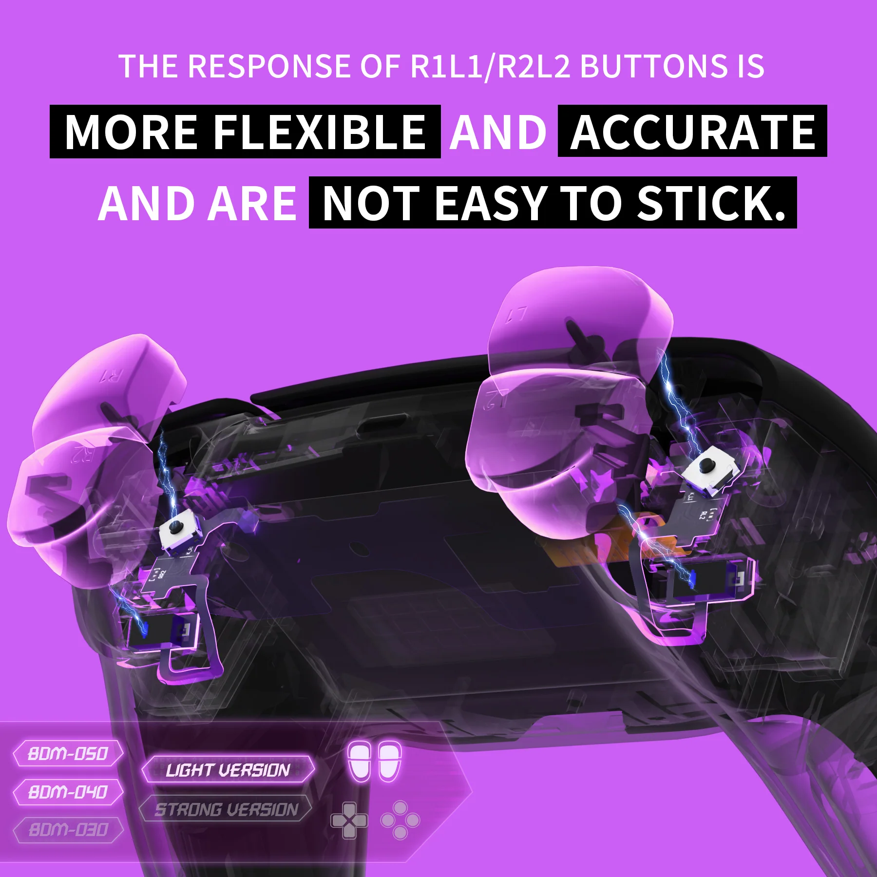 eXtremeRate Shoulder Buttons Micro Switch - Light Version Tactile Clicky Hair Trigger Kit V2 for PS5 Controller BDM-040/050/060 - Image 9