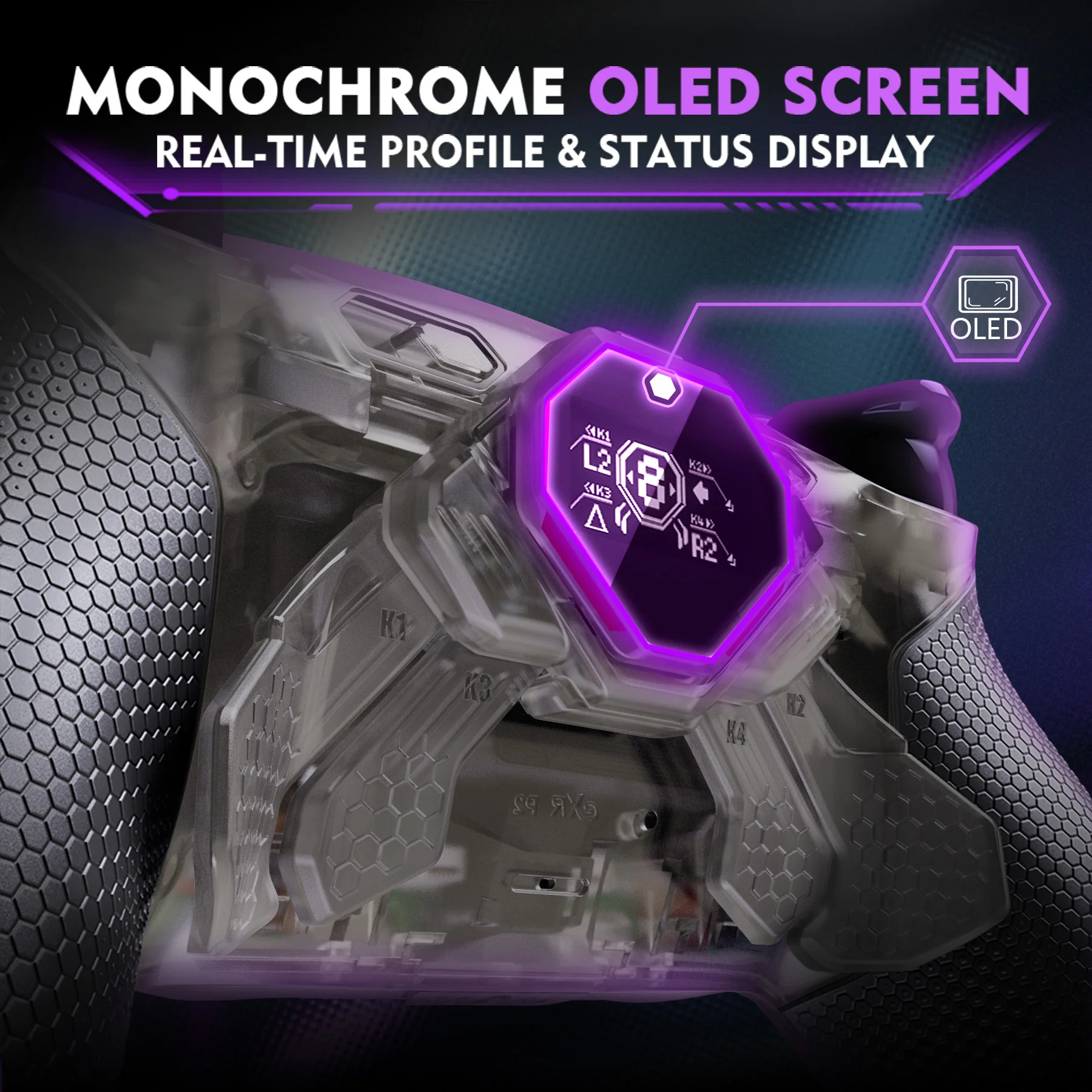 eXtremeRate SPARK Back Paddles Kit with OLED Display & Clicky Trigger Stops & Ergonomic Grips for PS5 Controller BDM-010/020 - Rubberized Clear & Black - Image 6