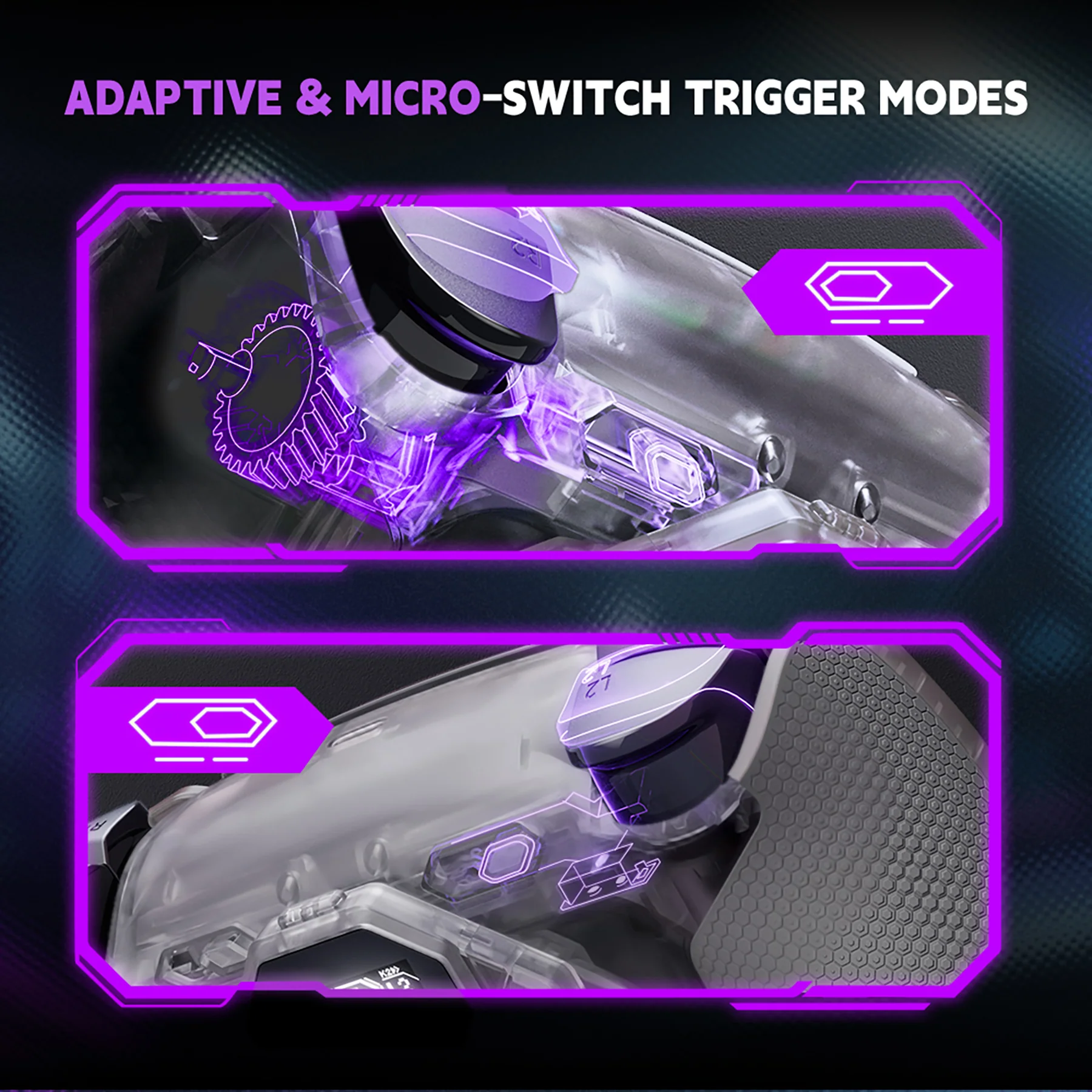 eXtremeRate SPARK Back Paddles Kit with OLED Display & Clicky Trigger Stops & Ergonomic Grips for PS5 Controller BDM-030/040/050/060 - Rubberized Clear & Gray - Image 7
