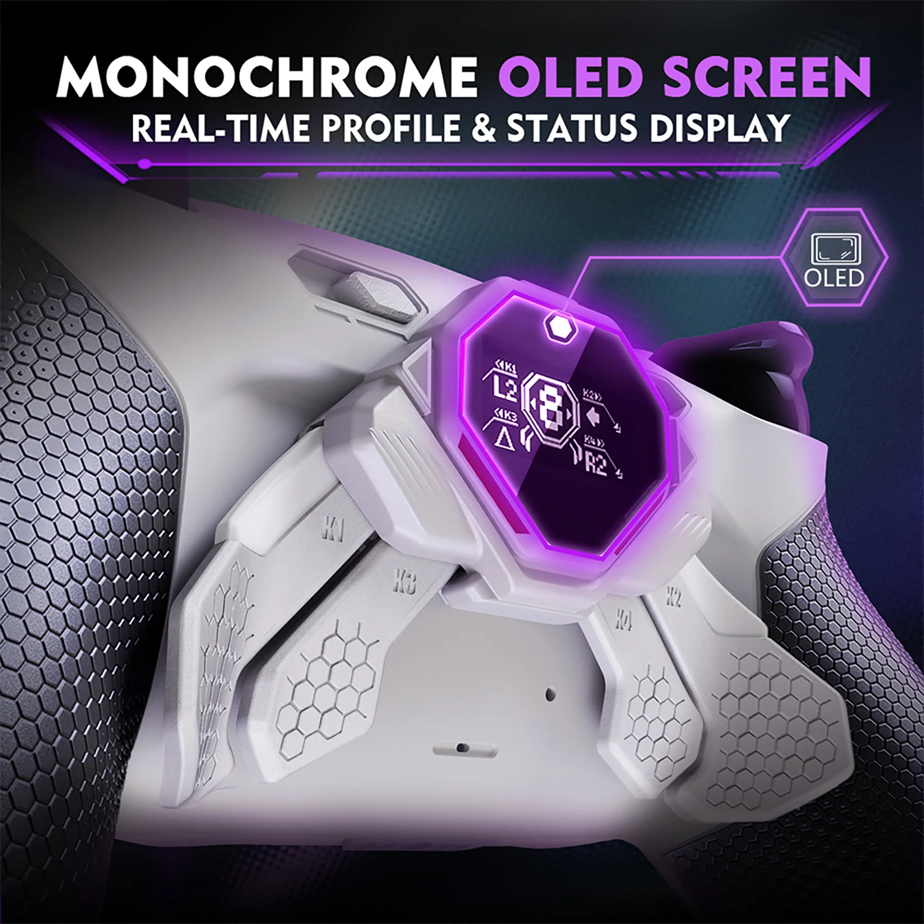eXtremeRate SPARK Back Paddles Kit with OLED Display & Clicky Trigger Stops & Ergonomic Grips for PS5 Controller BDM-030/040/050/060 - Rubberized White & Black - Image 6
