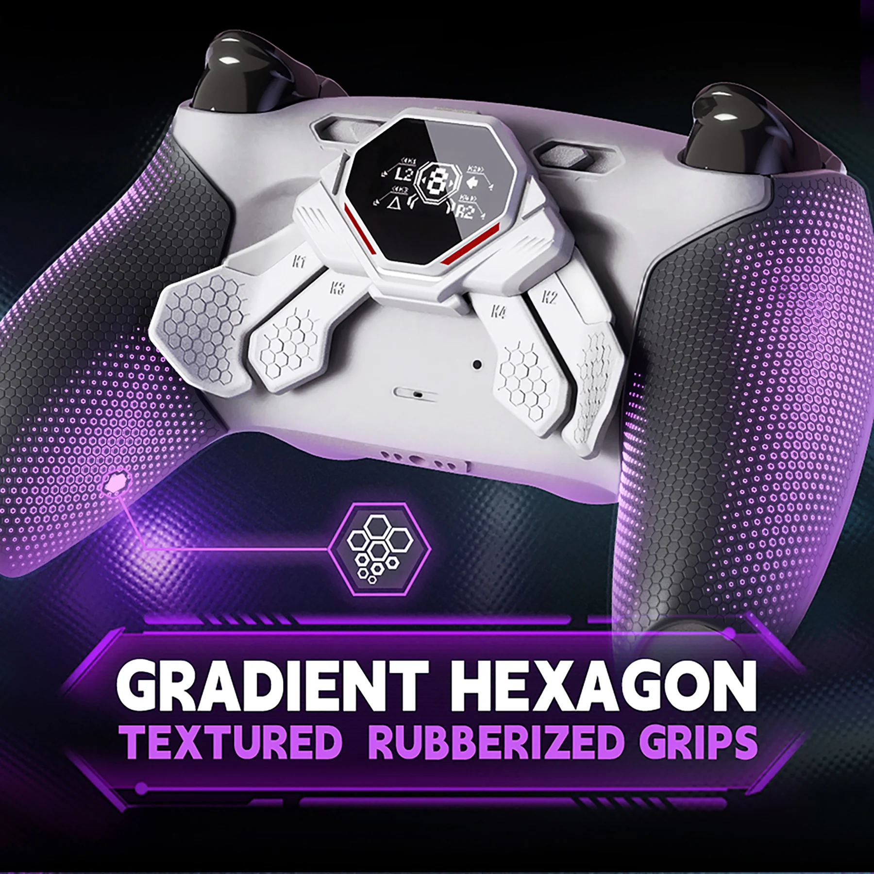 eXtremeRate SPARK Back Paddles Kit with OLED Display & Clicky Trigger Stops & Ergonomic Grips for PS5 Controller BDM-030/040/050/060 - Rubberized White & Black - Image 8
