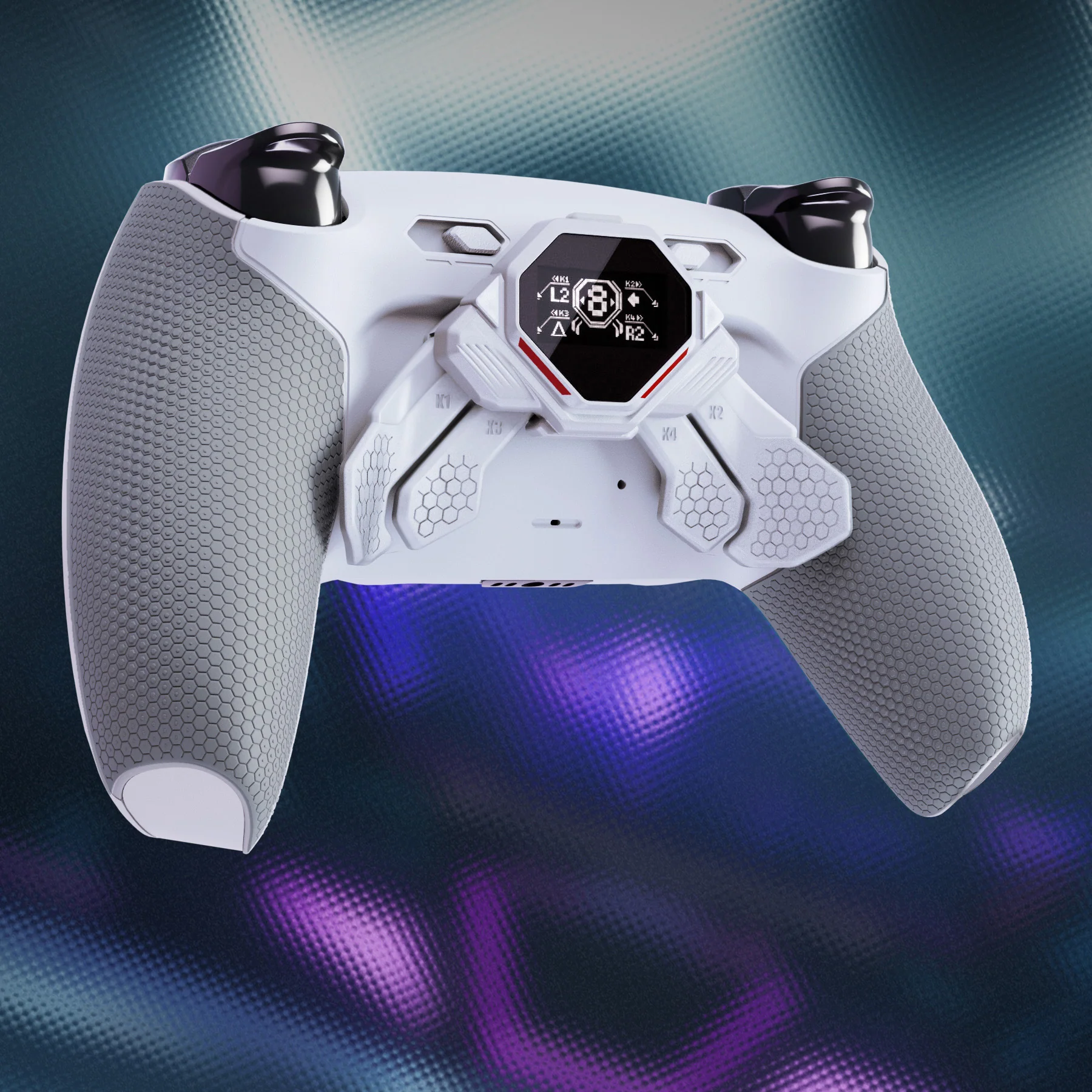 eXtremeRate SPARK Back Paddles Kit with OLED Display & Clicky Trigger Stops & Ergonomic Grips for PS5 Controller BDM-030/040/050/060 - Rubberized White & Gray - Image 9