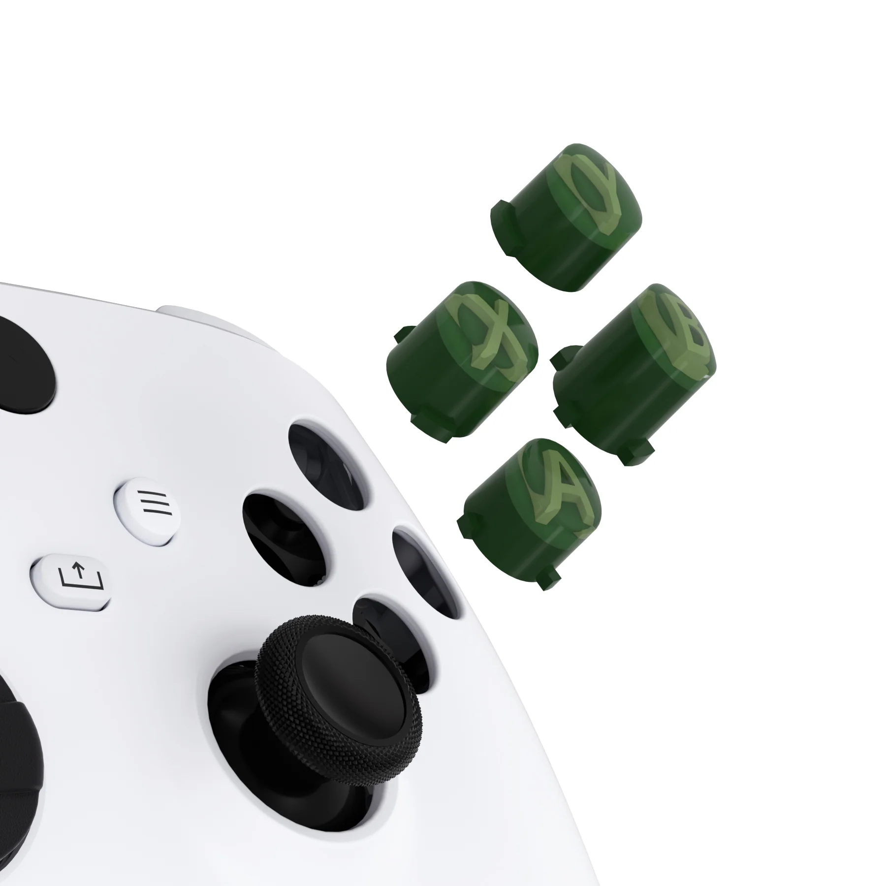 eXtremeRate Three-Tone ABXY Action Buttons with Classic Symbols for Xbox Series X/S Controller & Xbox One X/S & Xbox One Elite V1/V2 Controller - Deep Pine Green & Clear & Bamboo Green