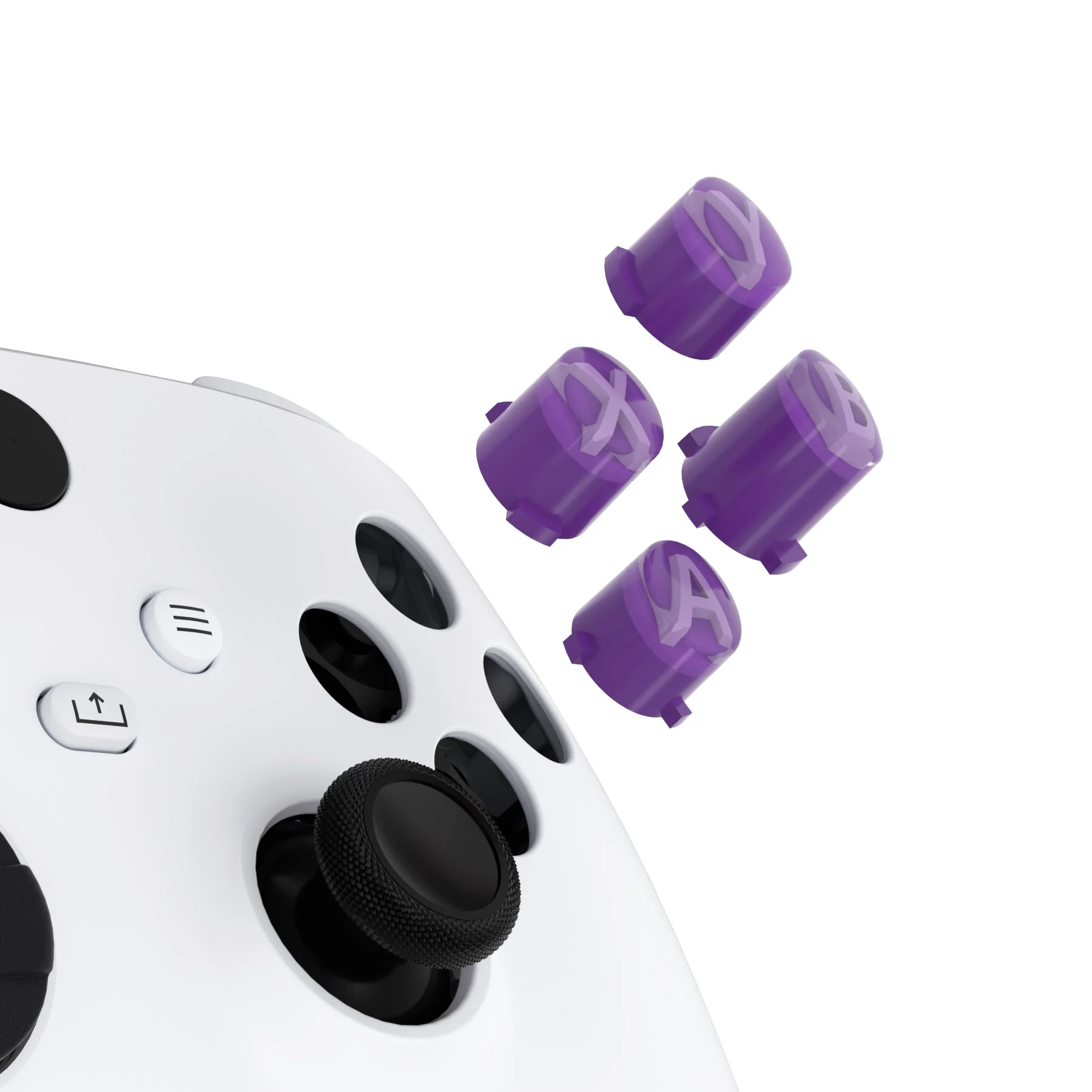 eXtremeRate Three-Tone ABXY Action Buttons with Classic Symbols for Xbox Series X/S Controller & Xbox One X/S & Xbox One Elite V1/V2 Controller - Mist Purple & Clear & Taro Purple