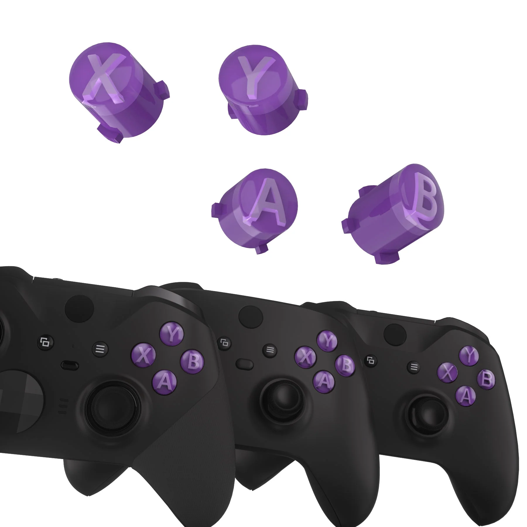 eXtremeRate Three-Tone ABXY Action Buttons with Classic Symbols for Xbox Series X/S Controller & Xbox One X/S & Xbox One Elite V1/V2 Controller - Mist Purple & Clear & Taro Purple - Image 4