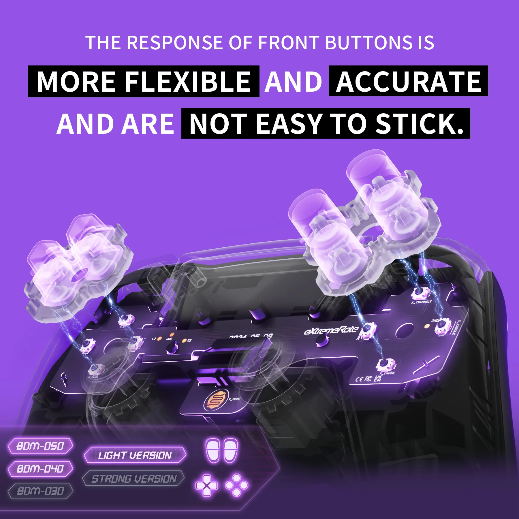 eXtremeRate Whole Set - Light Version Clicky Kit V2 for PS5 Controller BDM-040/050/060 Shoulder Face Buttons, Micro Switch L2R2 Clicky Hair Trigger Kit and Tactile L1R1 Face Buttons Mouse Click for PS5 Controller - Image 11