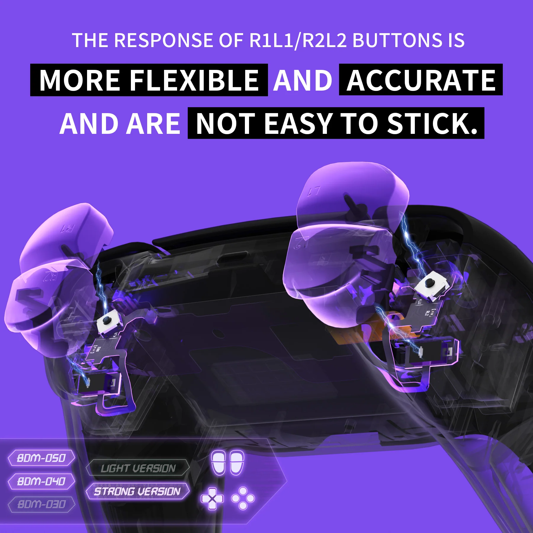 eXtremeRate Whole Set - Strong Version Clicky Kit V2 for PS5 Controller BDM-040/050/060 Shoulder Face Buttons, Micro Switch L2R2 Clicky Hair Trigger Kit and Tactile L1R1 Face Buttons Mouse Click for PS5 Controller - Image 10
