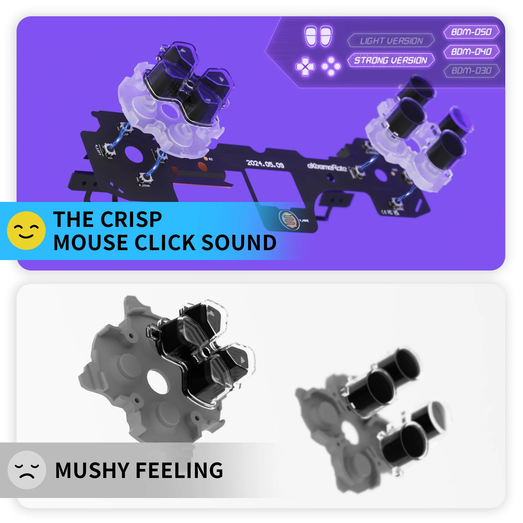 eXtremeRate Whole Set - Strong Version Clicky Kit V2 for PS5 Controller BDM-040/050/060 Shoulder Face Buttons, Micro Switch L2R2 Clicky Hair Trigger Kit and Tactile L1R1 Face Buttons Mouse Click for PS5 Controller - Image 9