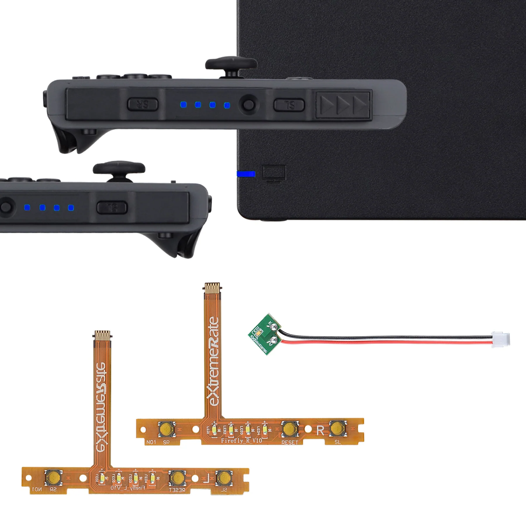 eXtremeRate Firefly LED Tuning Kit for Joycons Dock of NS Switch - Blue