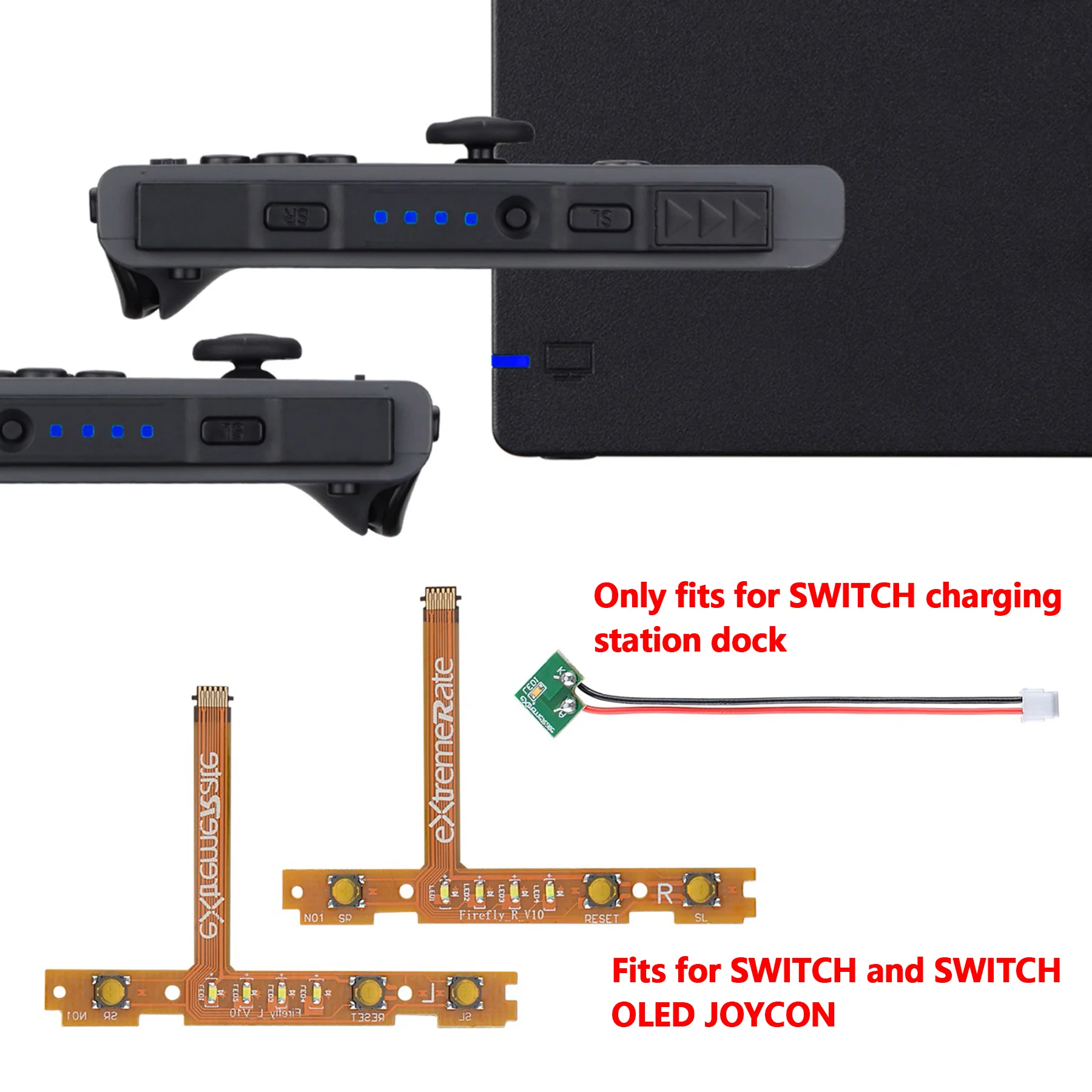 eXtremeRate Firefly LED Tuning Kit for Joycons Dock of NS Switch - Blue - Image 4