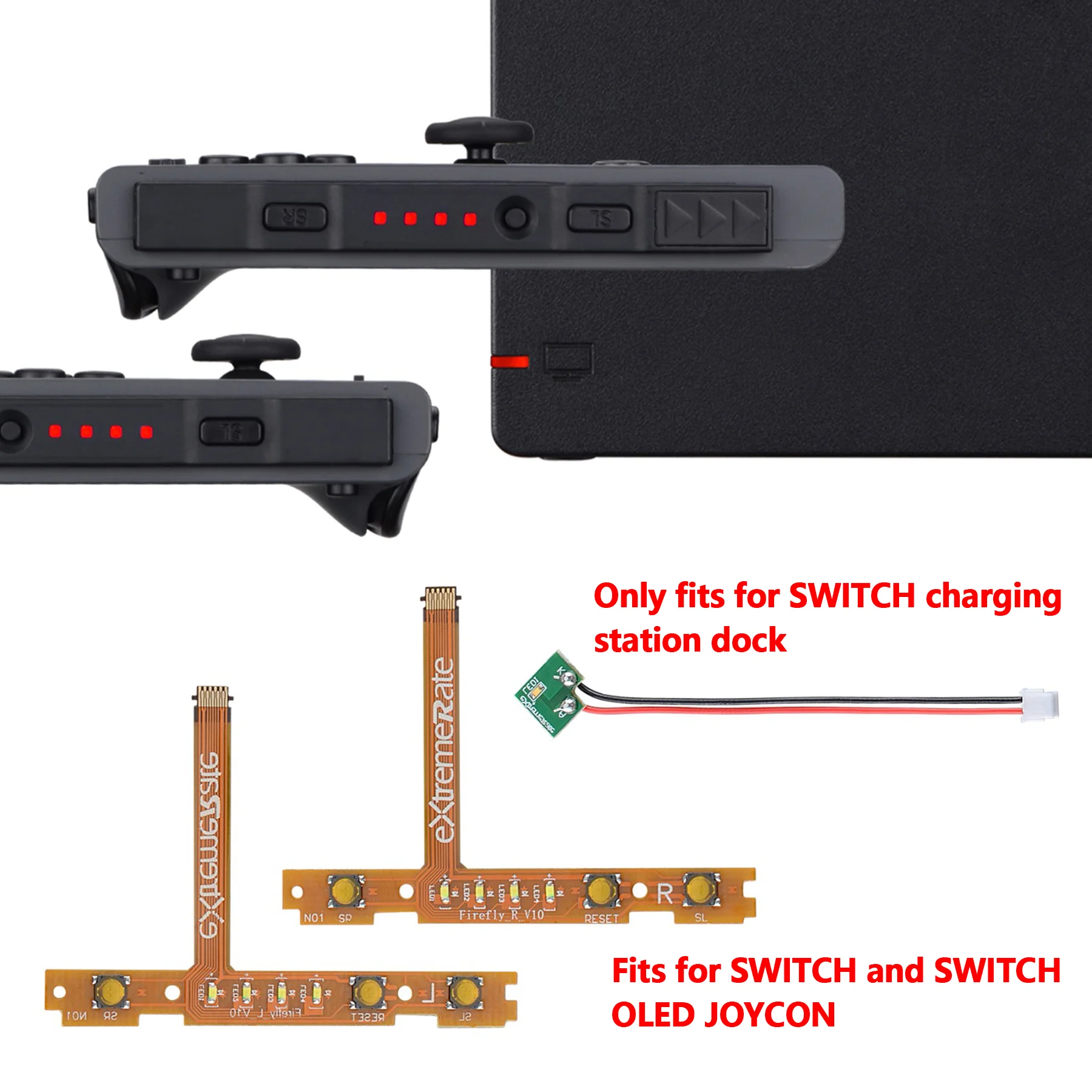 eXtremeRate Firefly LED Tuning Kit for Joycons Dock of NS Switch - Red - Image 4