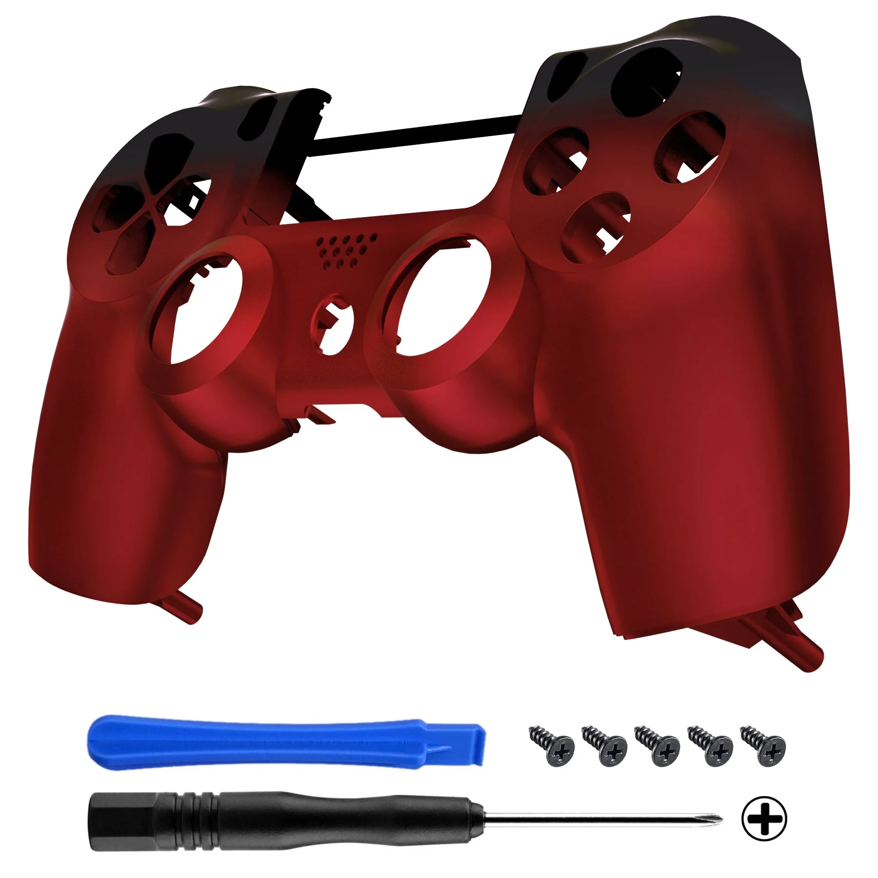 eXtremeRate Replacement Front Housing Shell for PS4 Controller JDM-001/011/020 - Shadow Scarlet Red