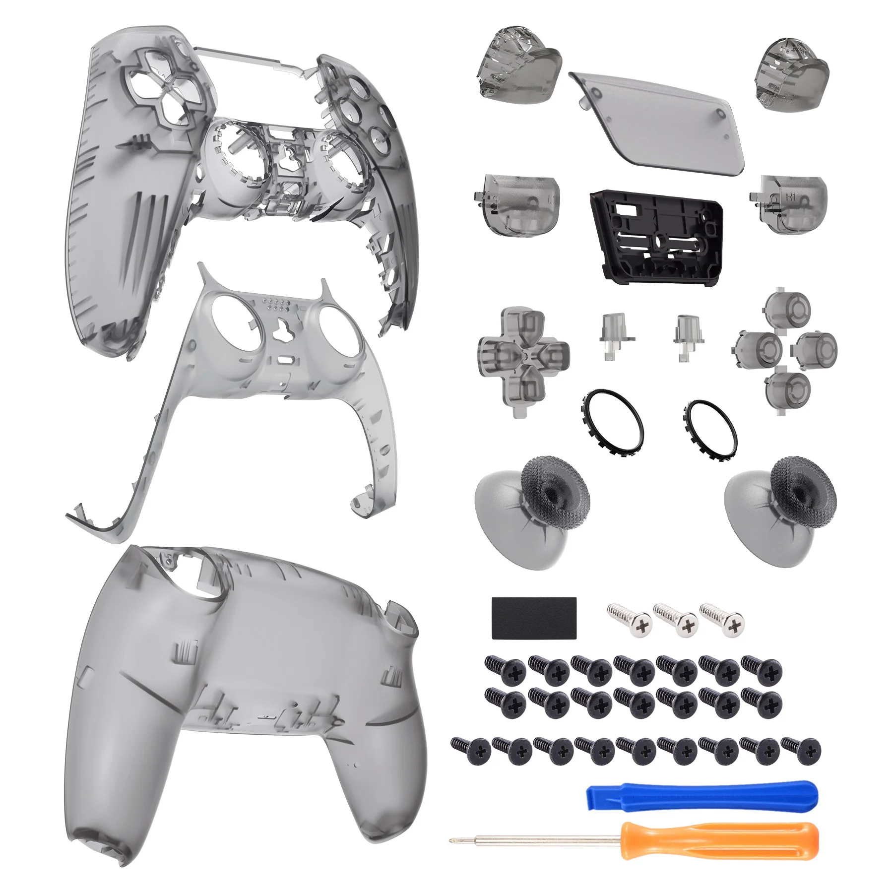 eXtremeRate Replacement Full Set Shells with Buttons Compatible with PS5 Controller BDM-010/020 - Clear Black - Image 8