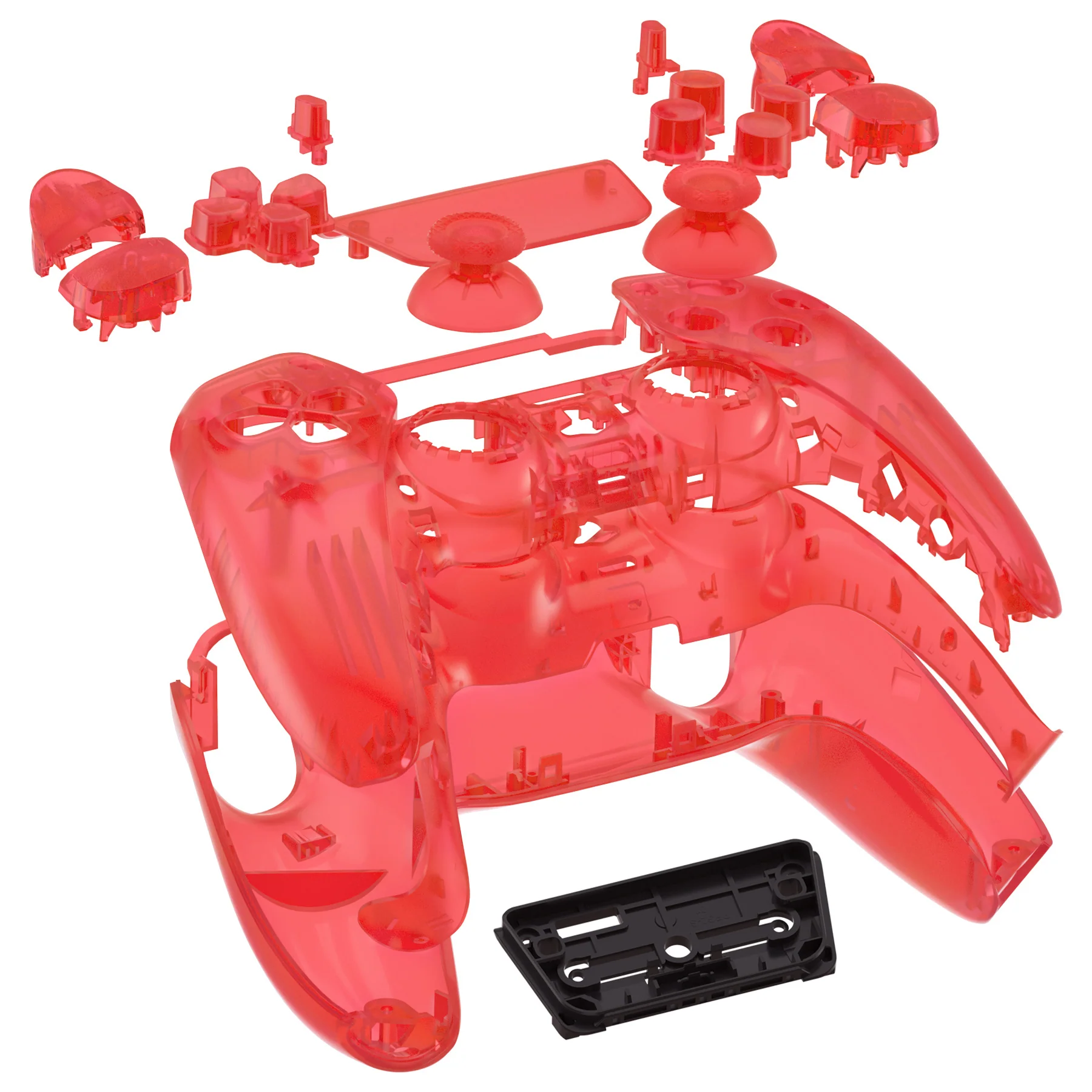 eXtremeRate Replacement Full Set Shells with Buttons Compatible with PS5 Controller BDM-010/020 - Clear Red - Image 7