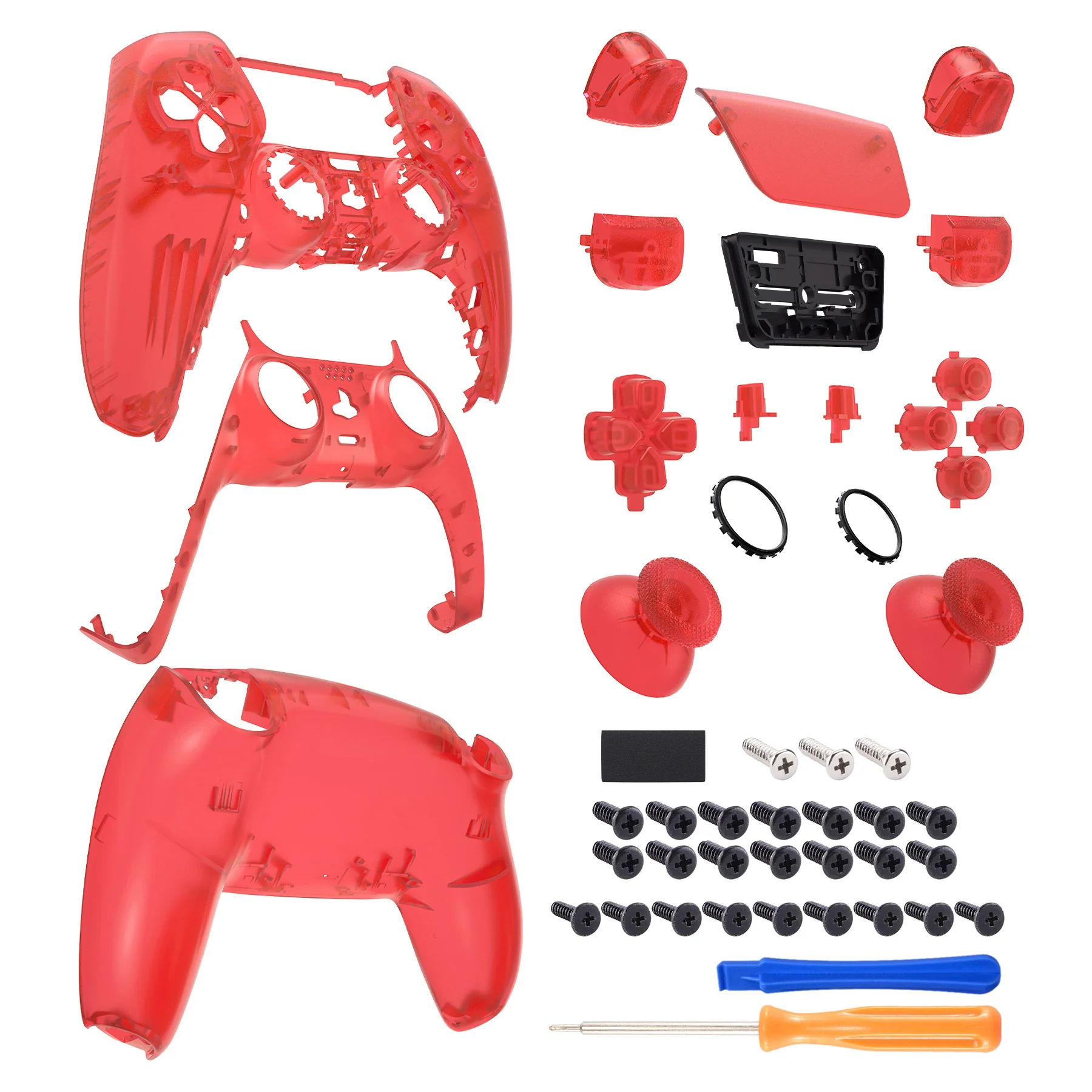 eXtremeRate Replacement Full Set Shells with Buttons Compatible with PS5 Controller BDM-010/020 - Clear Red - Image 8