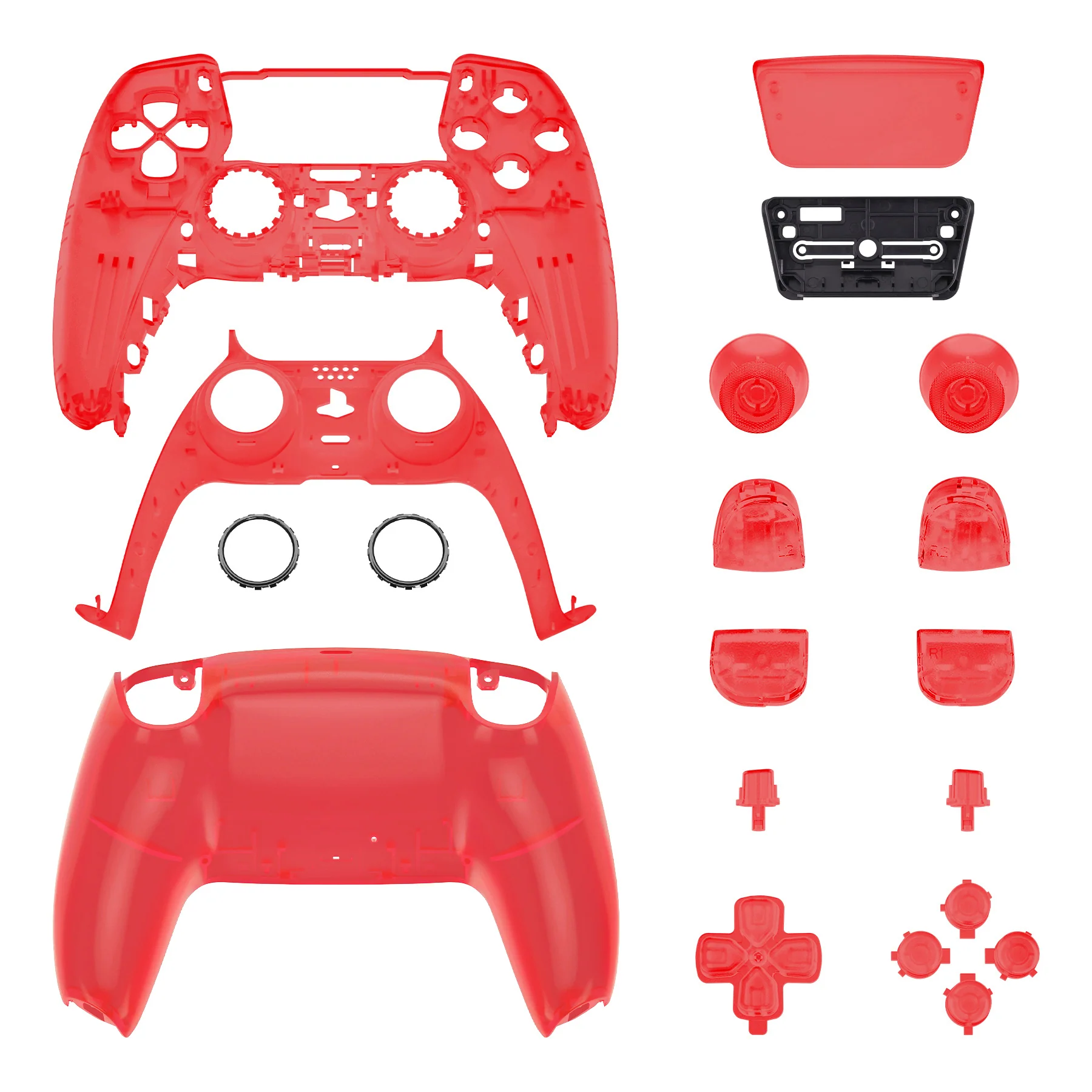eXtremeRate Replacement Full Set Shells with Buttons Compatible with PS5 Controller BDM-010/020 - Clear Red - Image 9