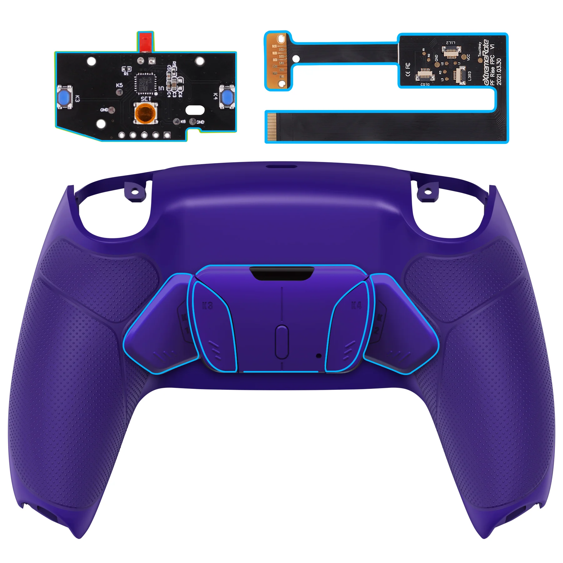eXtremeRate Remappable RISE4 Remap Kit for PS5 Controller BDM-010/020 - Rubberized Galactic Purple