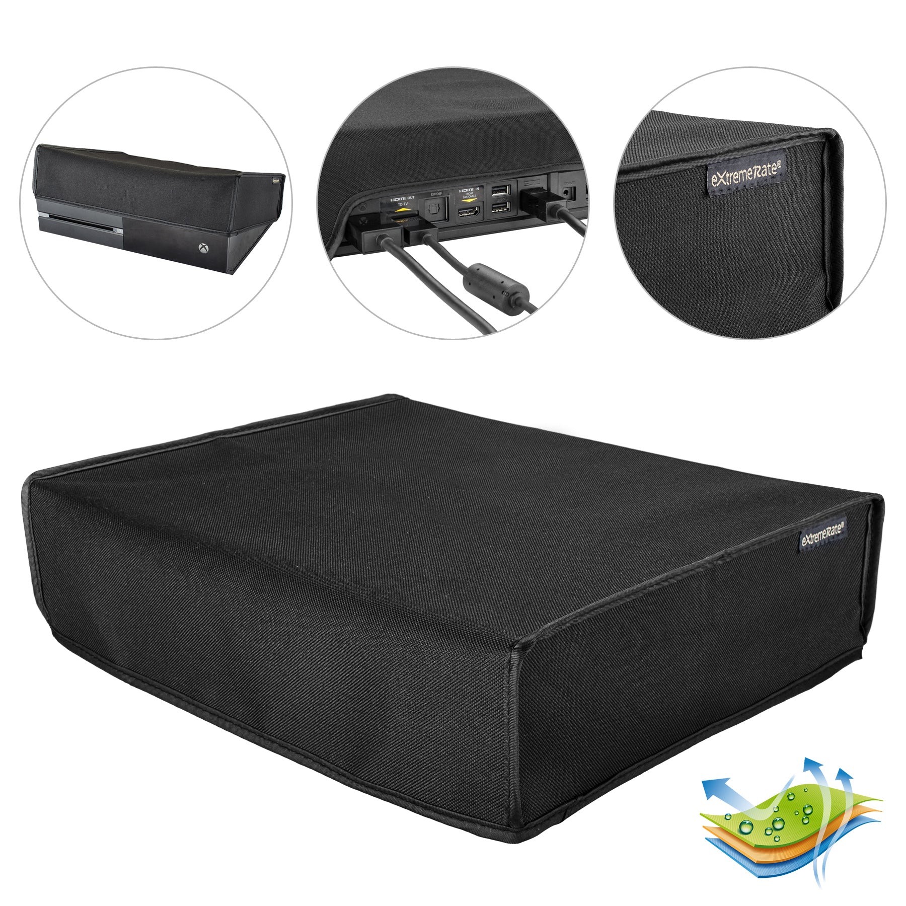 eXtremeRate Custom Waterproof Dustproof Horizontal Dust Cover for Xbox One Console - Black