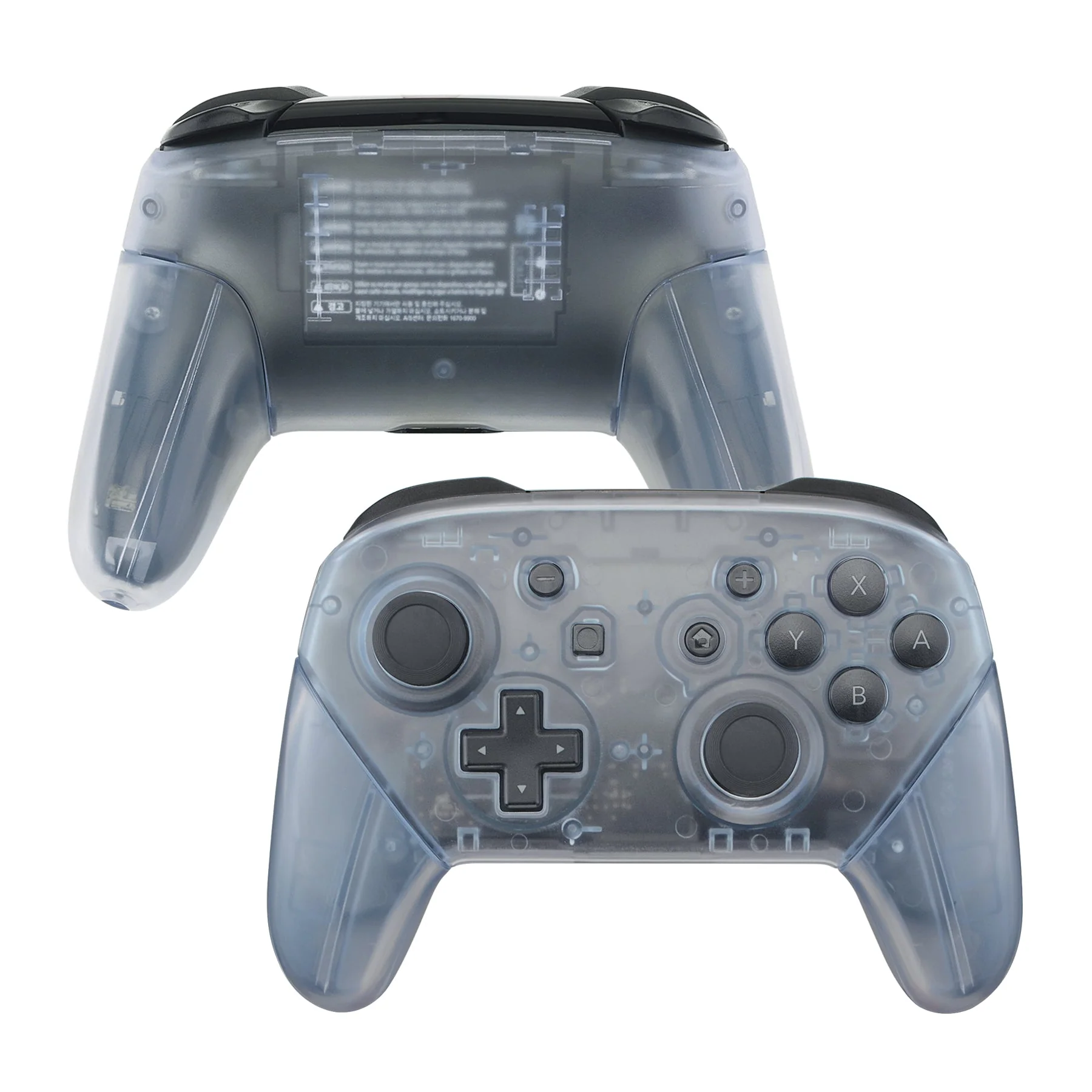 eXtremeRate Replacement Full Set Shell Faceplate Backplate Handles for Nintendo Switch Pro - Clear Glacier Blue