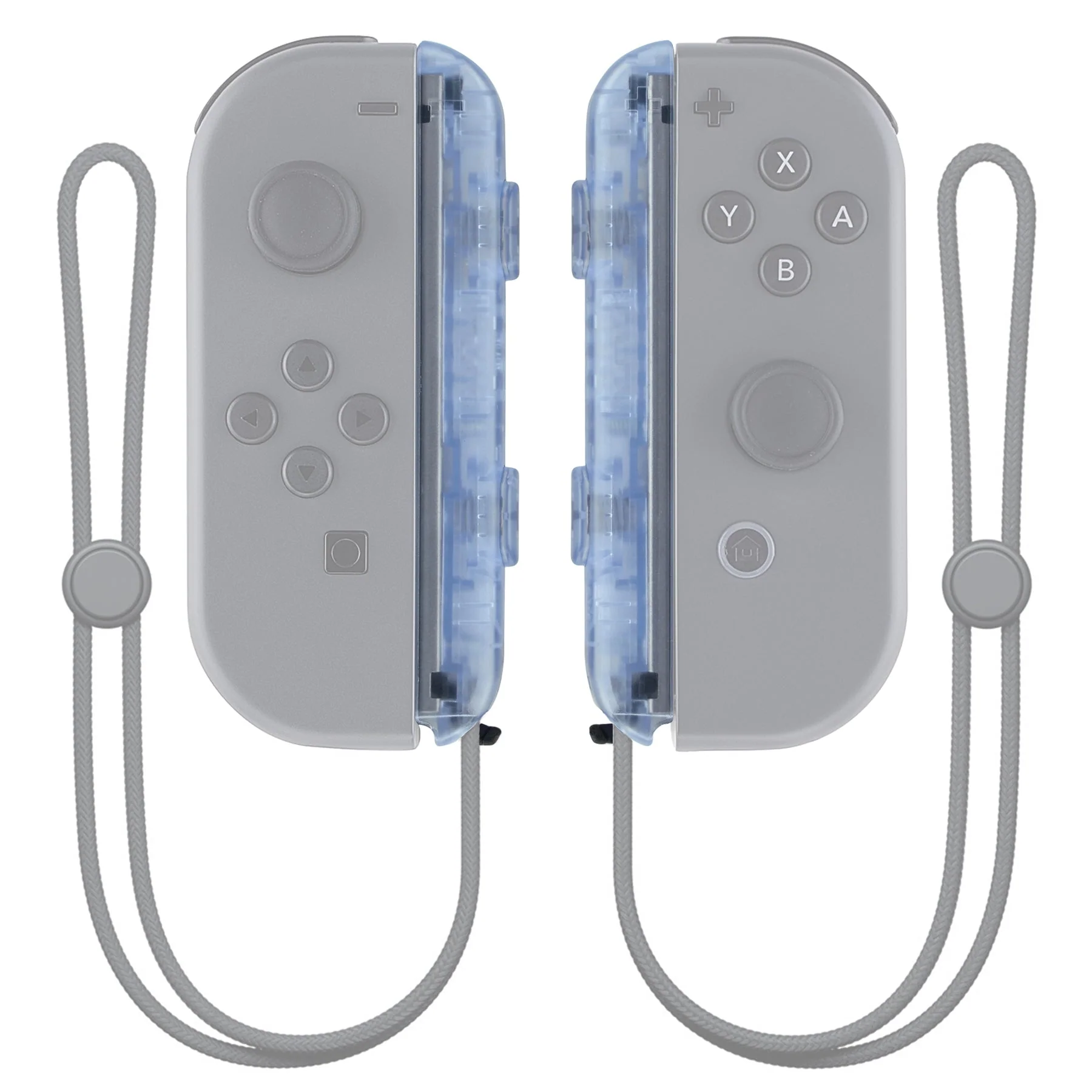 eXtremeRate 2 Pack Custom Replacement shell for Joycon Strap of NS Switch - Clear Glacier Blue