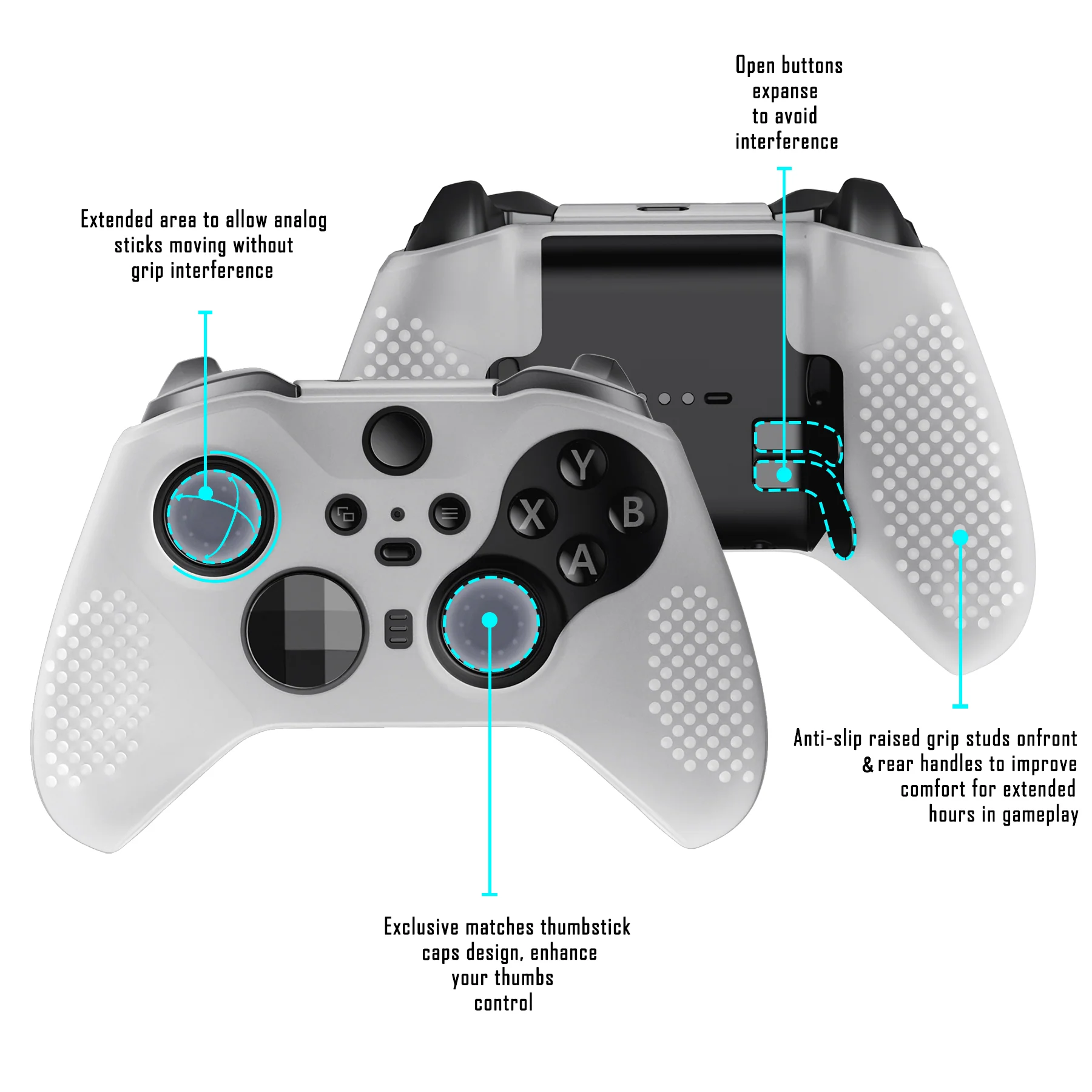eXtremeRate PlayVital Protective Anti-Slip Silicone Case with Thumb Grips Caps for Xbox One Elite Series 2 & Elite 2 Core Controller - Glow in Dark - Green - Image 2