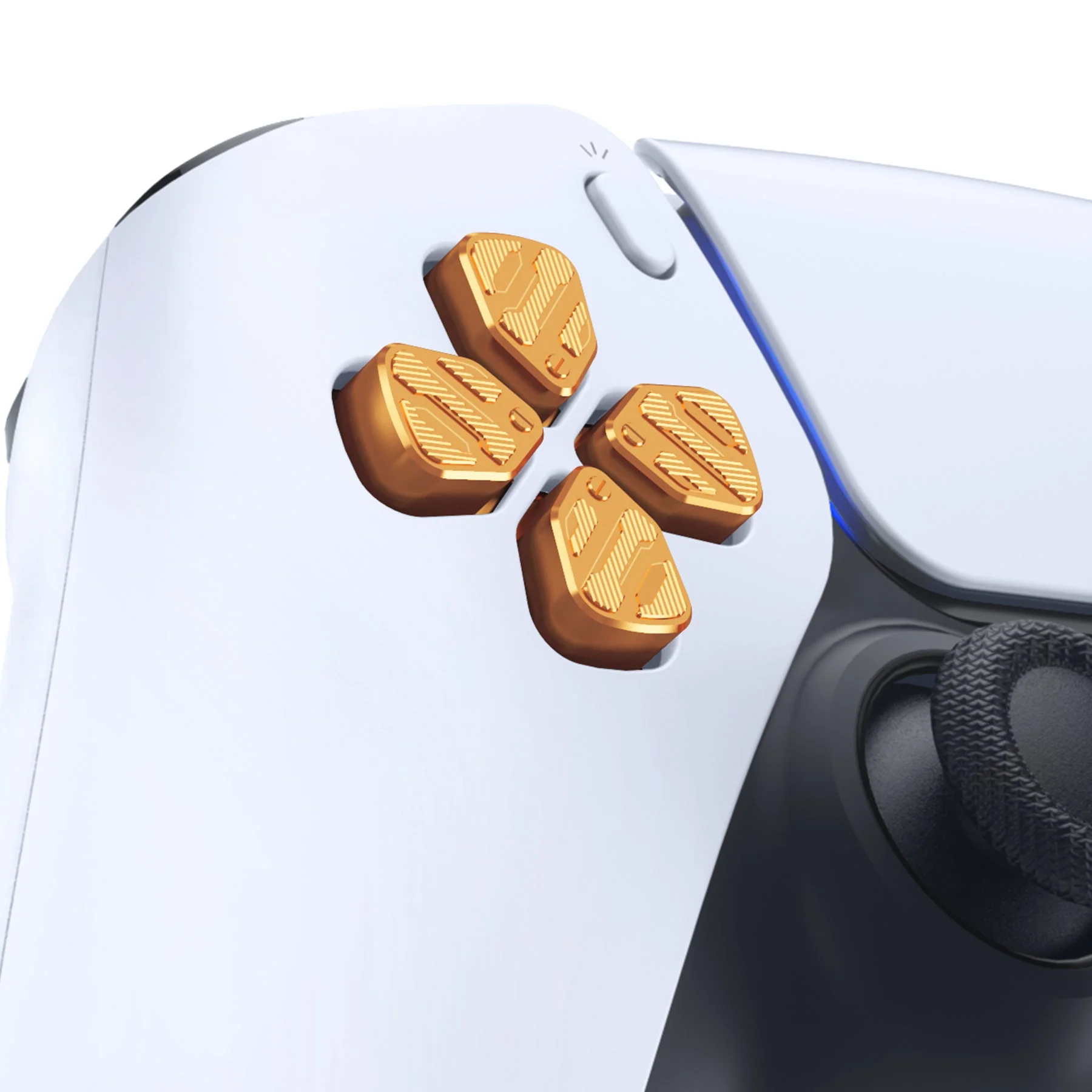 eXtremeRate Replacement Aluminum Metal Dpad ABXY Buttons for PS5 Controller - Gold - Image 5