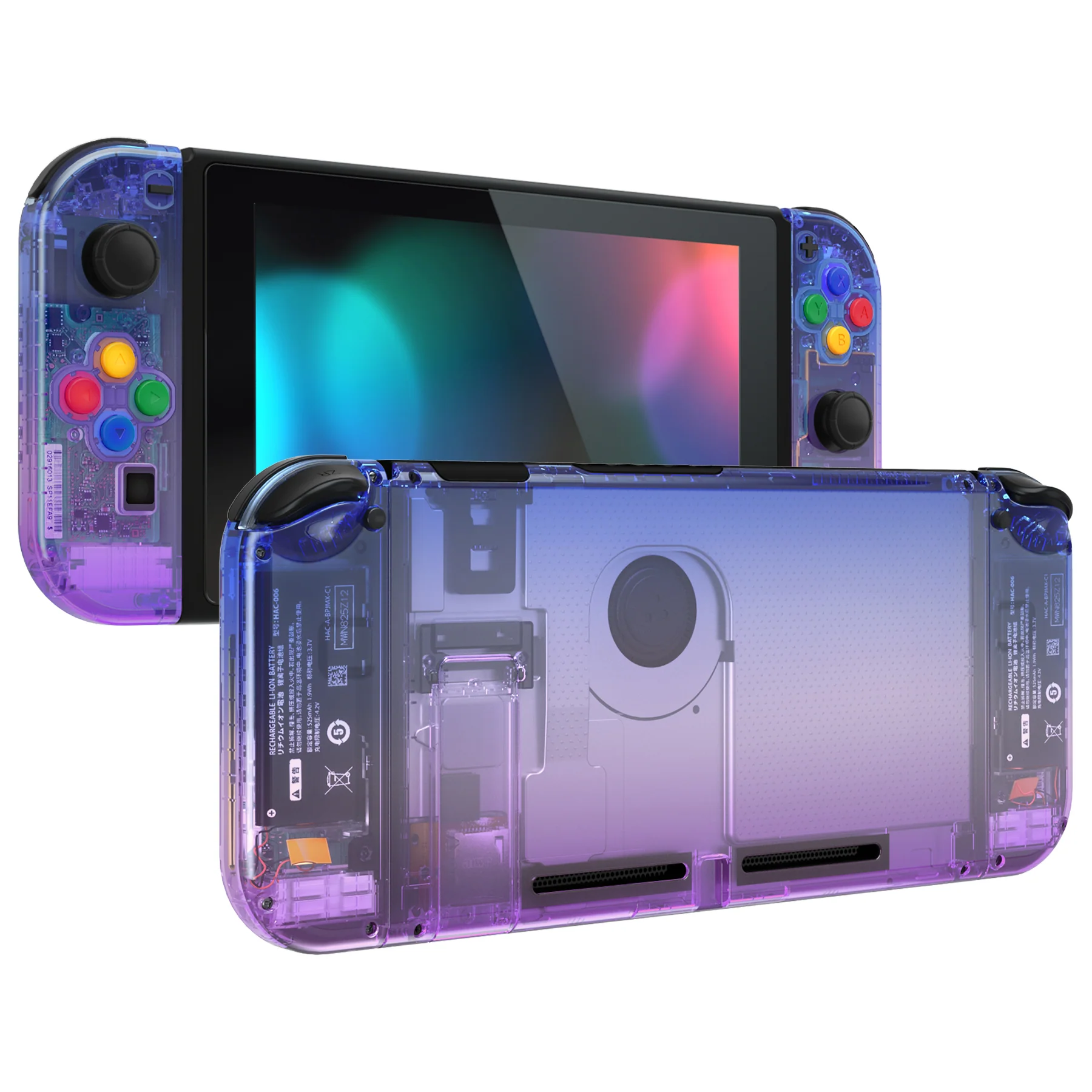 eXtremeRate Replacement Full Set Shells with Buttons for Nintendo Switch - Gradient Translucent Bluebell