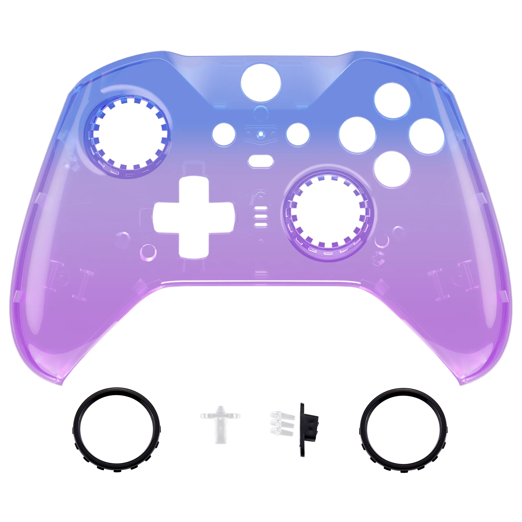eXtremeRate Replacement Front Housing Shell Case with Accent Rings for Xbox One Elite Series 2 & Elite 2 Core Controller (Model 1797) - Gradient Translucent Bluebell Glossy