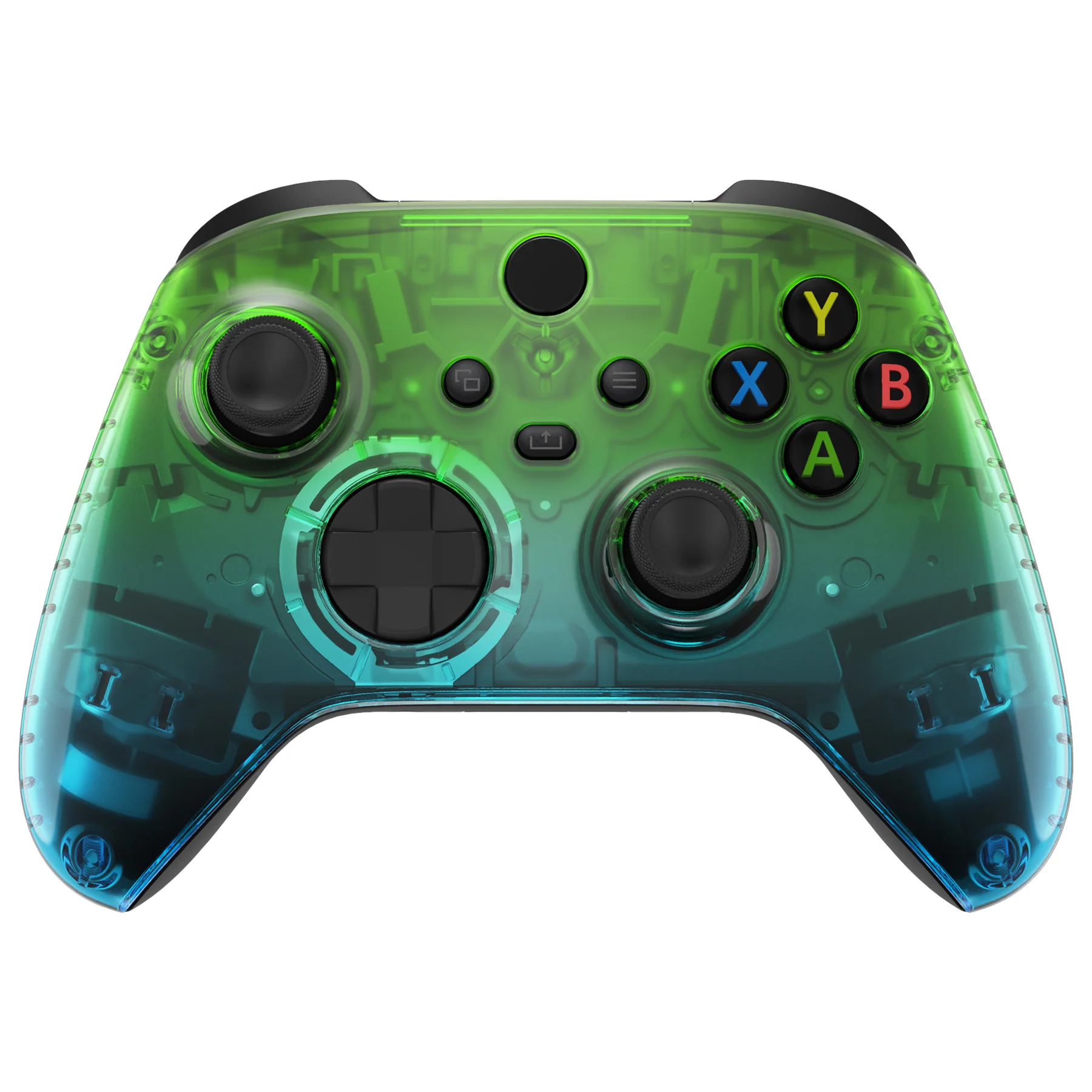 eXtremeRate Replacement Front Housing Shell for Xbox Series X & S Controller - Gradient Translucent Green Blue