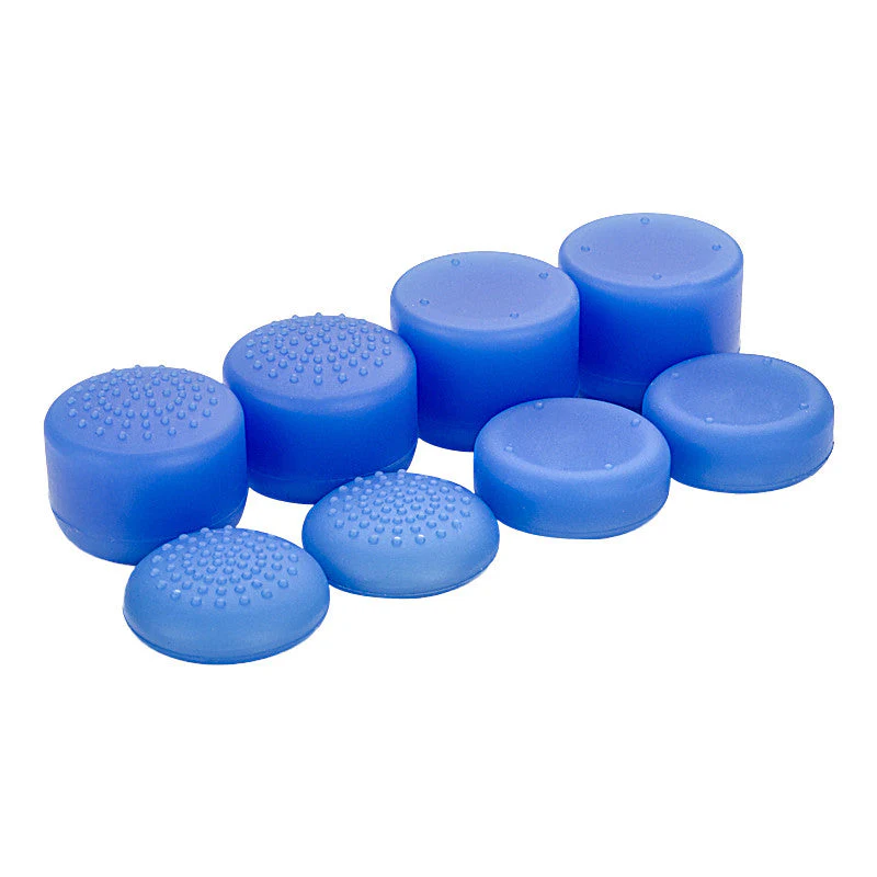 eXtremeRate 8 Pcs/Set Silicone Rubber Precision Platporm Raised Analog Sticks Thumb Grips for PS4 Slim Pro Controller - Blue