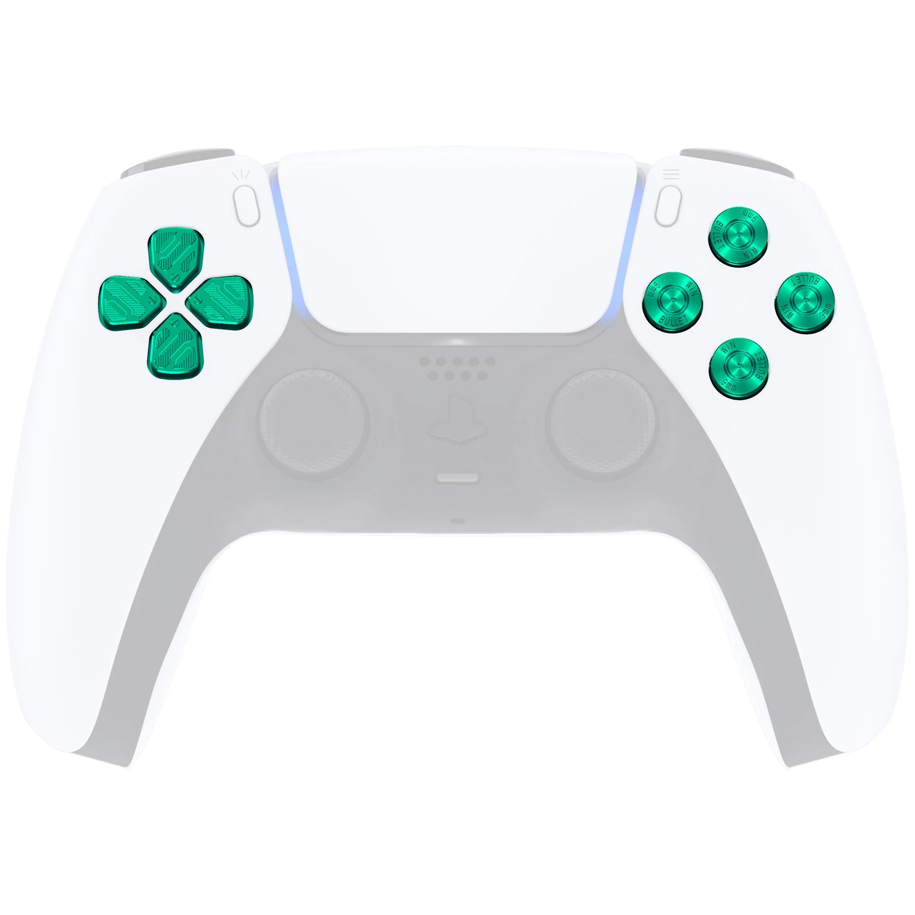 eXtremeRate Replacement Aluminum Metal Dpad ABXY Buttons for PS5 Controller - Green