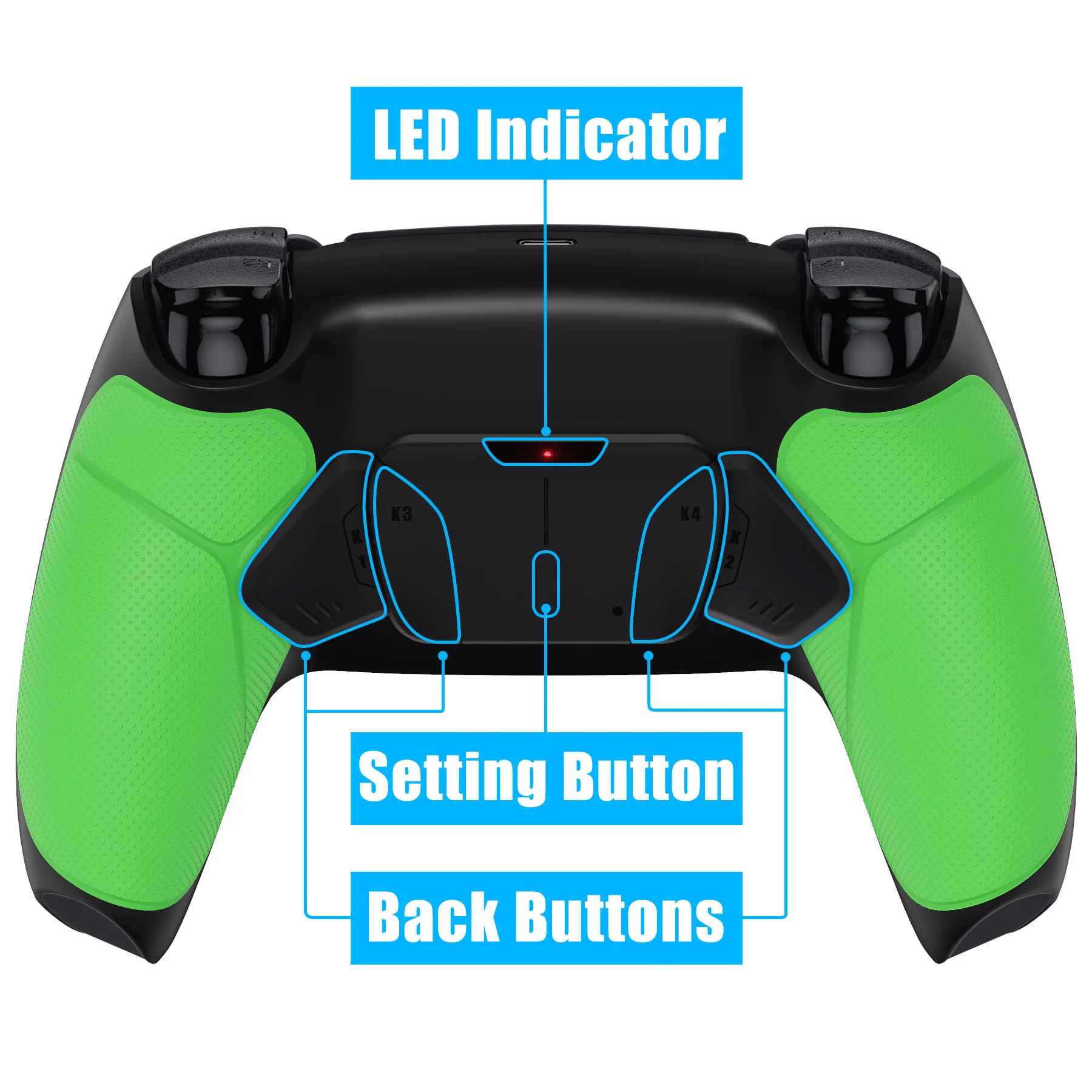 eXtremeRate Remappable RISE4 Remap Kit for PS5 Controller BDM-010/020 - Rubberized Green - Image 4