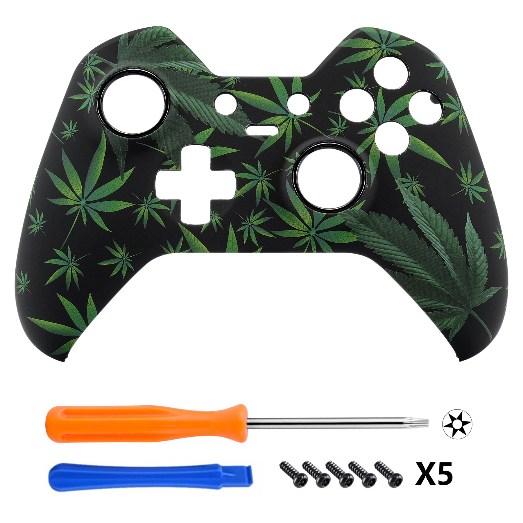 eXtremeRate Replacement Front Housing Shell for Xbox One Elite Controller (Model 1698) - Green Weeds