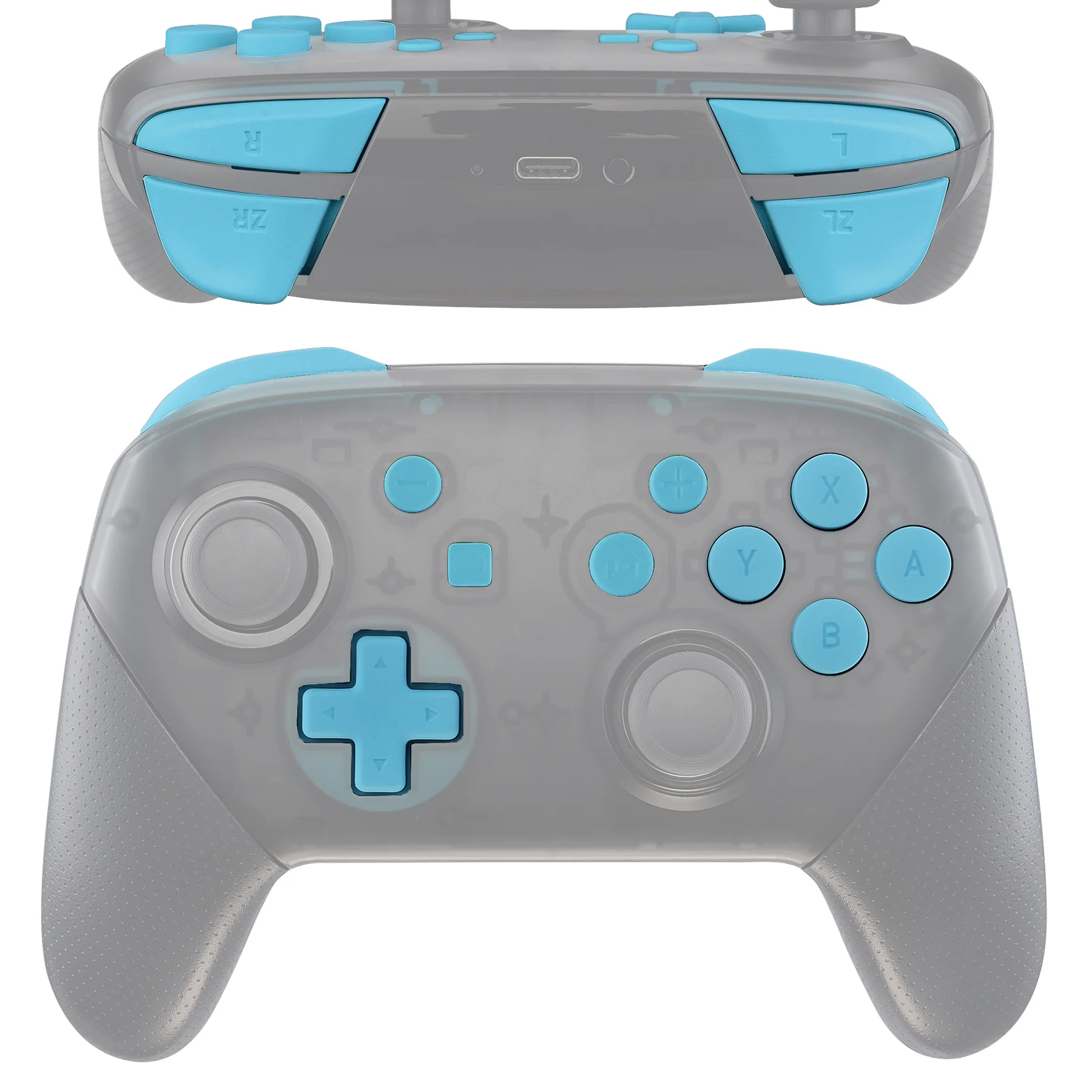 eXtremeRate DIY Replacement Full Set Buttons for Nintendo Switch Pro Controller - Heaven Blue