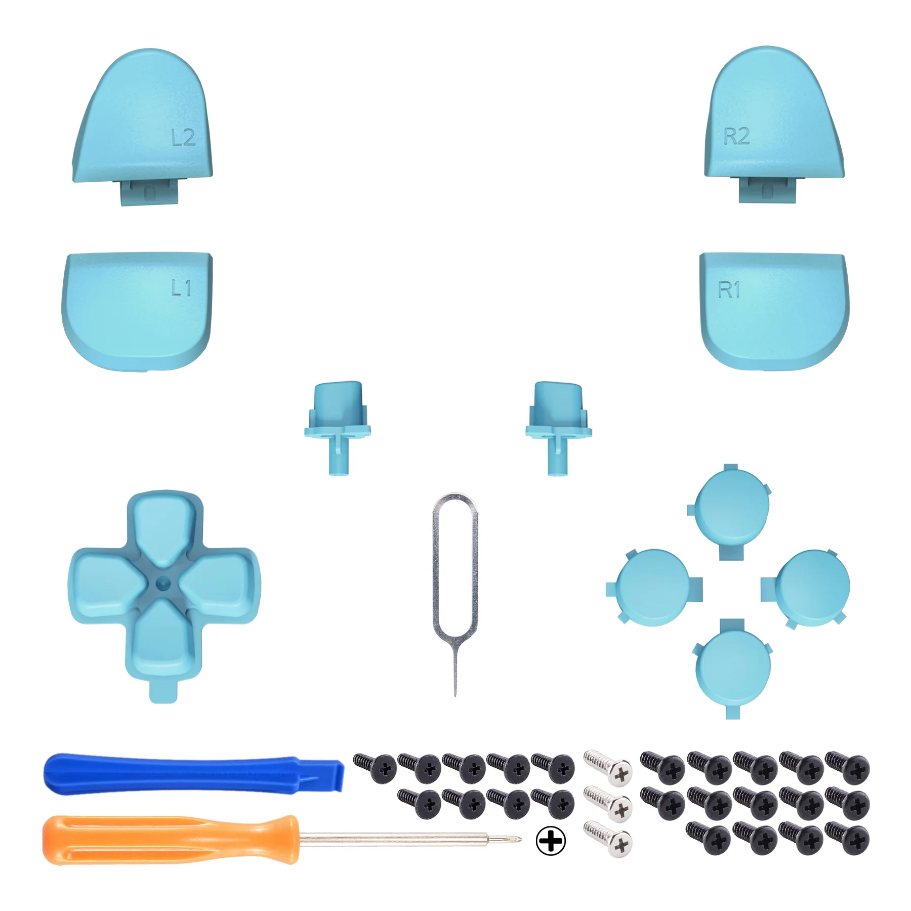 eXtremeRate Replacement Full Set Buttons Compatible with PS5 Controller BDM-030/040/050/060 - Heaven Blue - Image 2