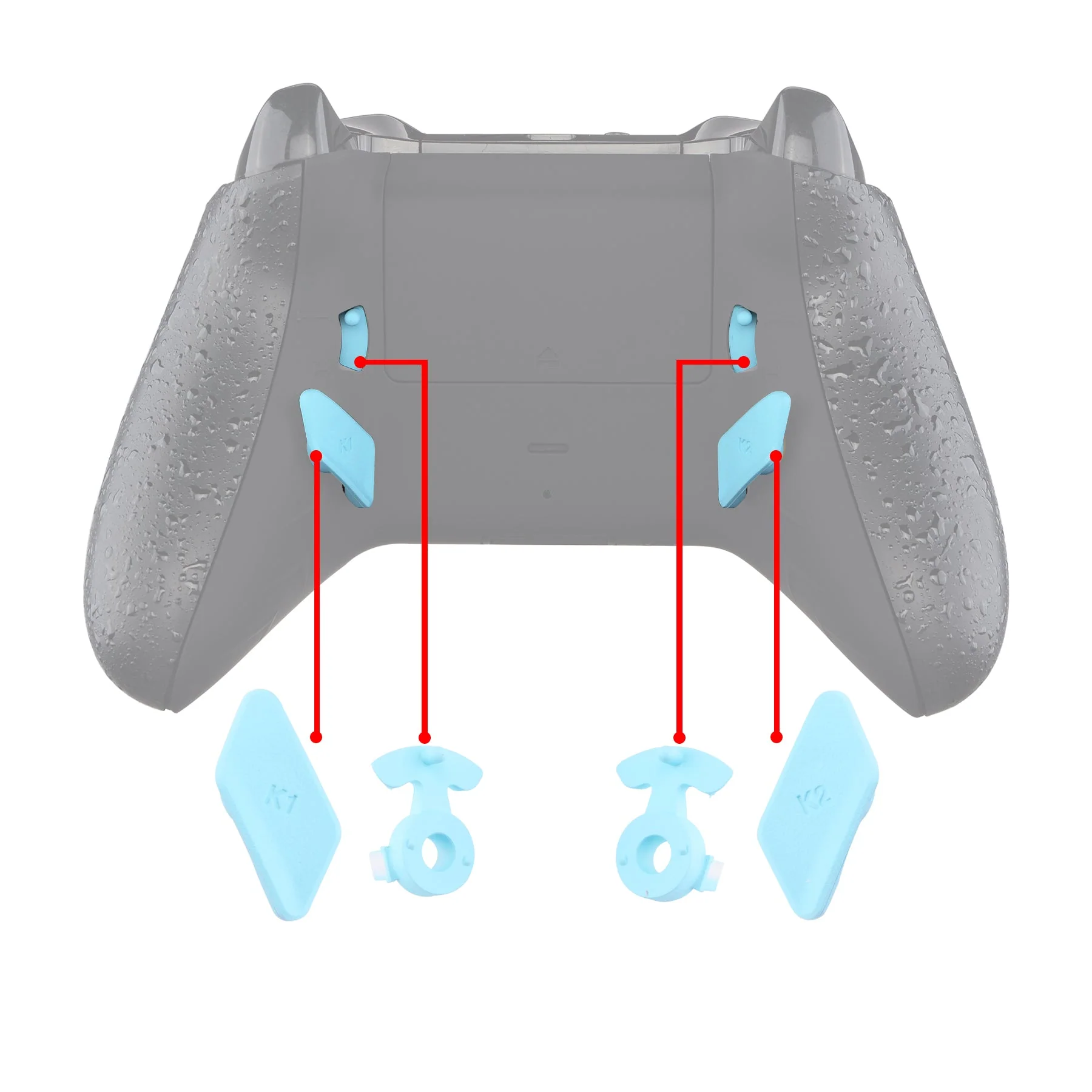 eXtremeRate Replacement Redesigned Back Buttons HK3 HK4 Trigger lock K1 K2 Paddles for eXtremeRate LOFTY Remap & Trigger Stop Kit, Compatible with Xbox One X & S Controller - Heaven Blue