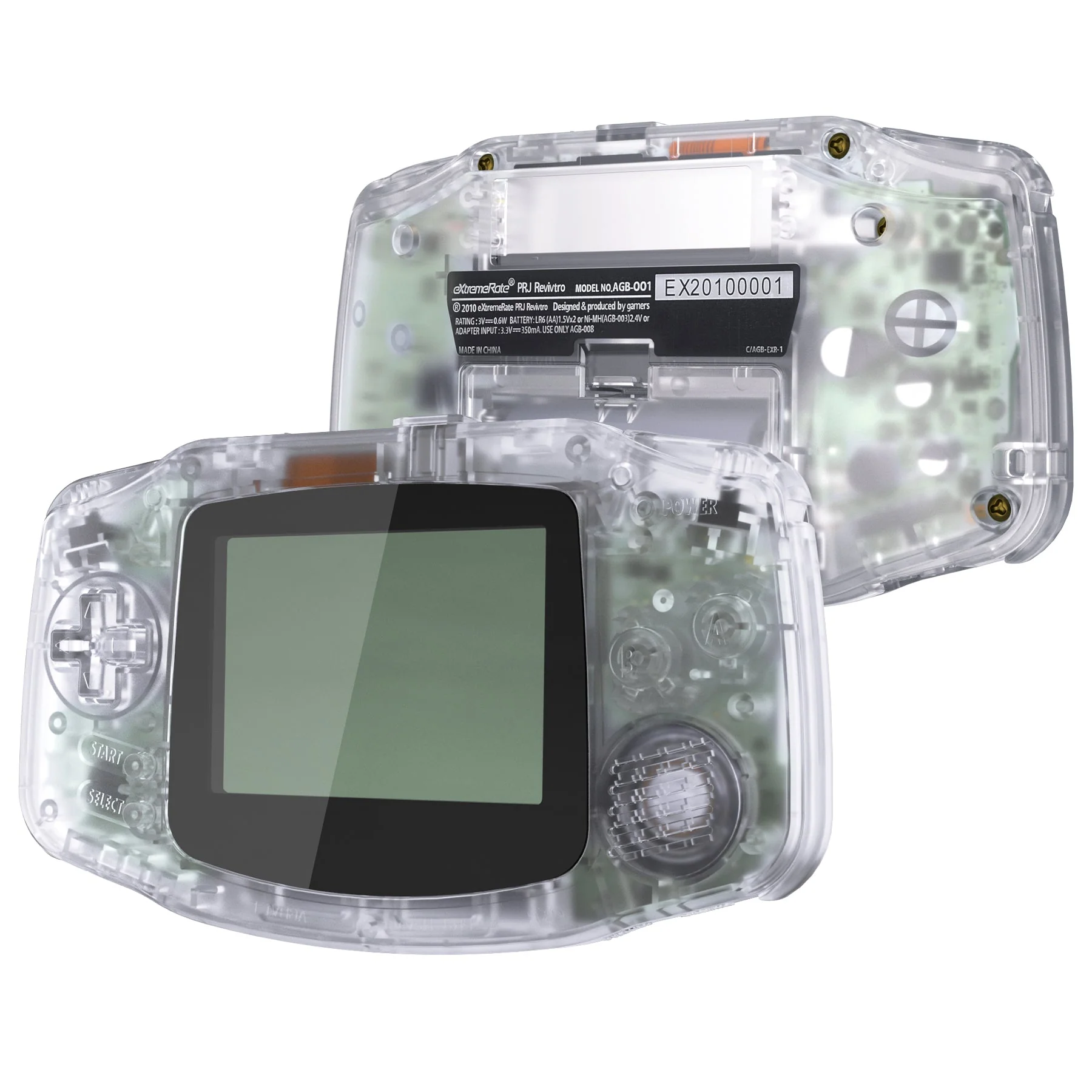 eXtremeRate IPS Ready Upgraded GBA Replacement Full Set Shells with Buttons for Gameboy Advance, Compatible with Both IPS & Standard LCD - Clear