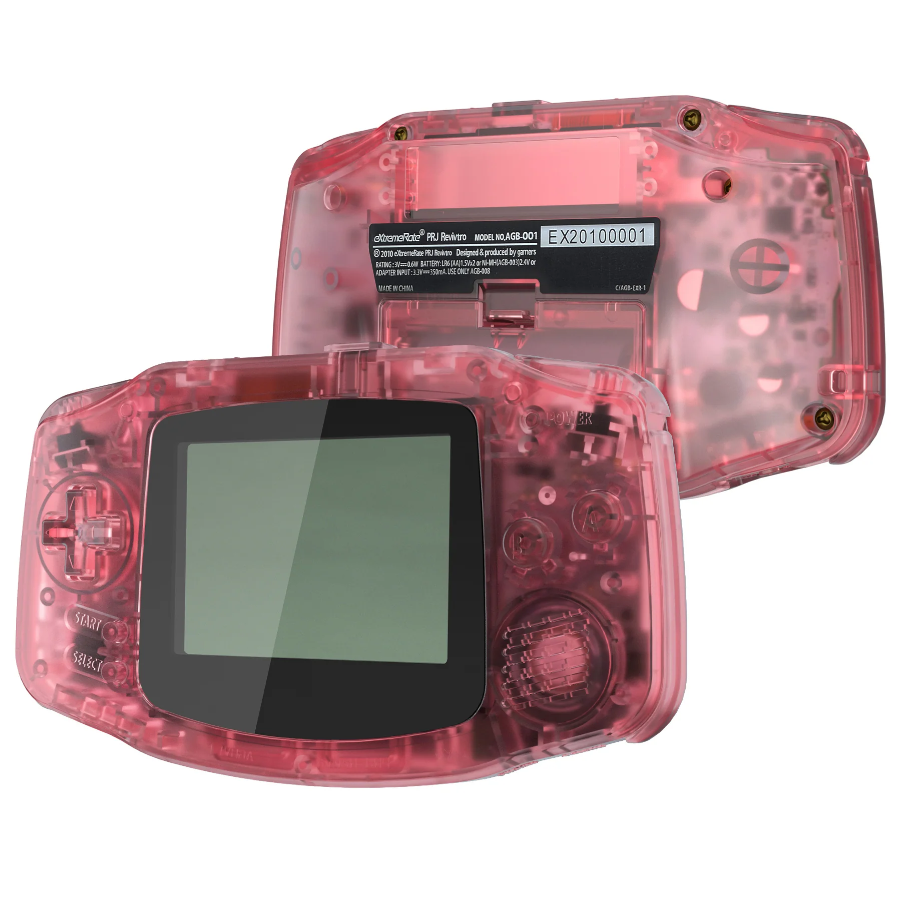 eXtremeRate IPS Ready Upgraded GBA Replacement Full Set Shells with Buttons for Gameboy Advance, Compatible with Both IPS & Standard LCD - Cherry Pink - Black Screen Lens