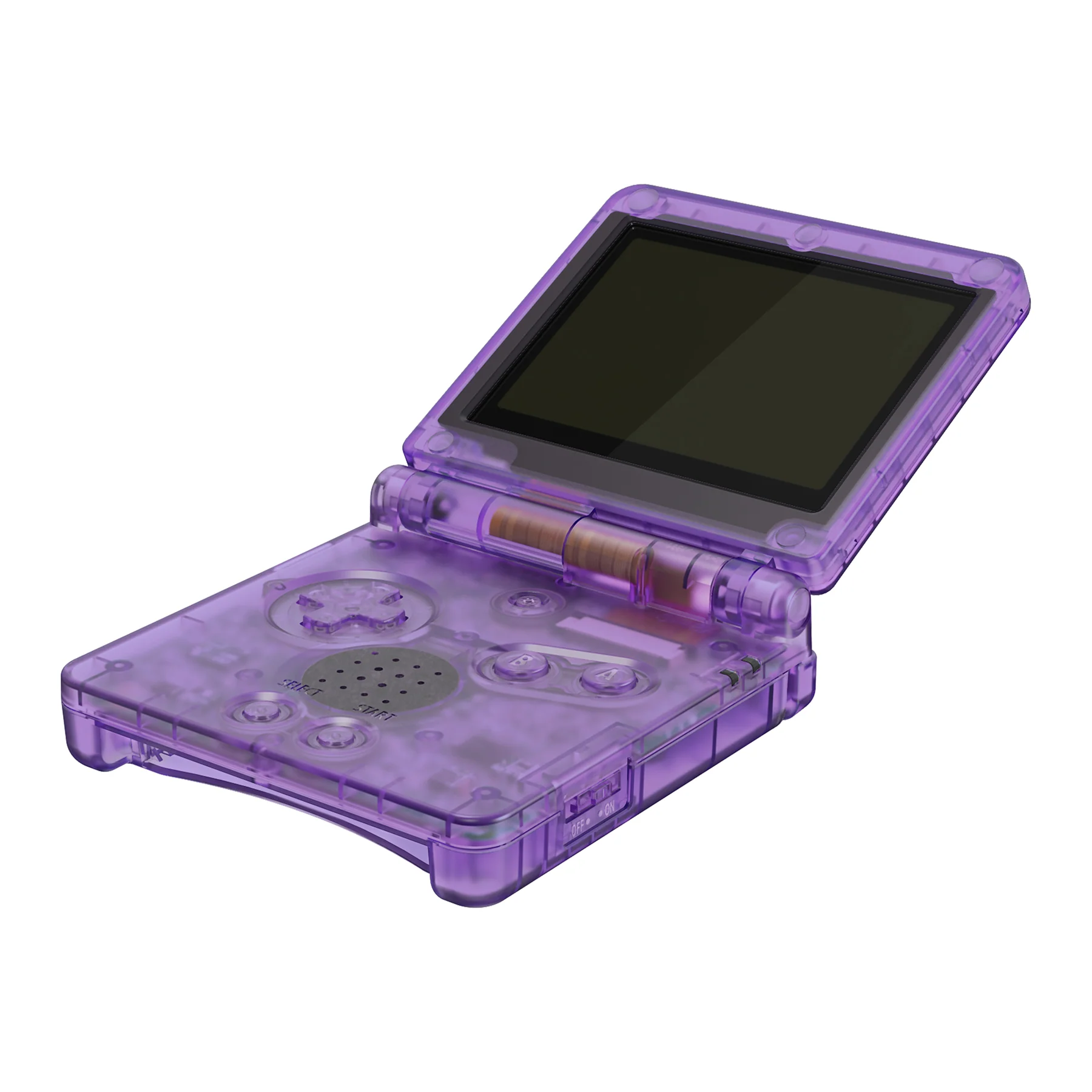 eXtremeRate IPS Ready Upgraded Replacement Full Set Shells with Buttons for Gameboy Advance SP GBA SP, Compatible with Both IPS & Standard LCD - Clear Atomic Purple