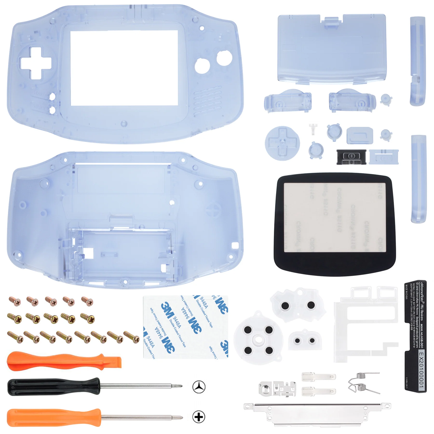 eXtremeRate IPS Ready Upgraded GBA Replacement Full Set Shells with Buttons for Gameboy Advance, Compatible with Both IPS & Standard LCD - Clear Glacier Blue - Black Screen Lens - Image 2