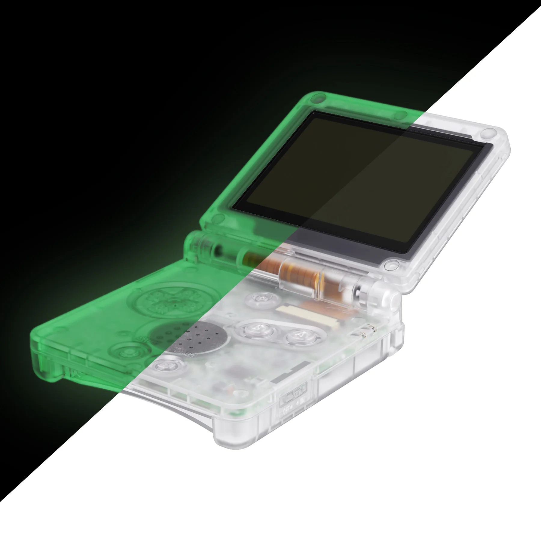 eXtremeRate IPS Ready Upgraded Replacement Full Set Shells with Buttons for Gameboy Advance SP GBA SP, Compatible with Both IPS & Standard LCD - Glow in Dark - Green