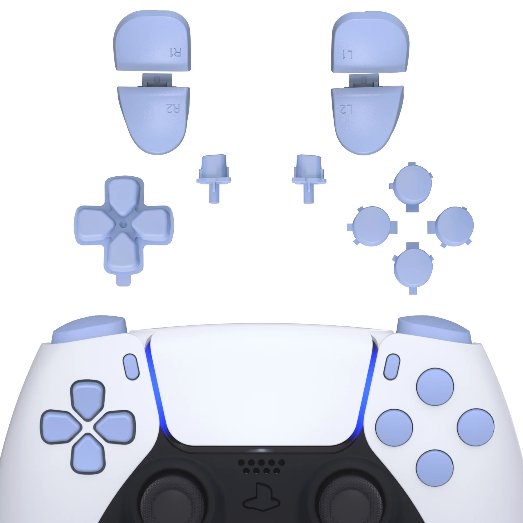 eXtremeRate Replacement Full Set Buttons Compatible with PS5 Controller BDM-030/040/050/060 - Light Violet