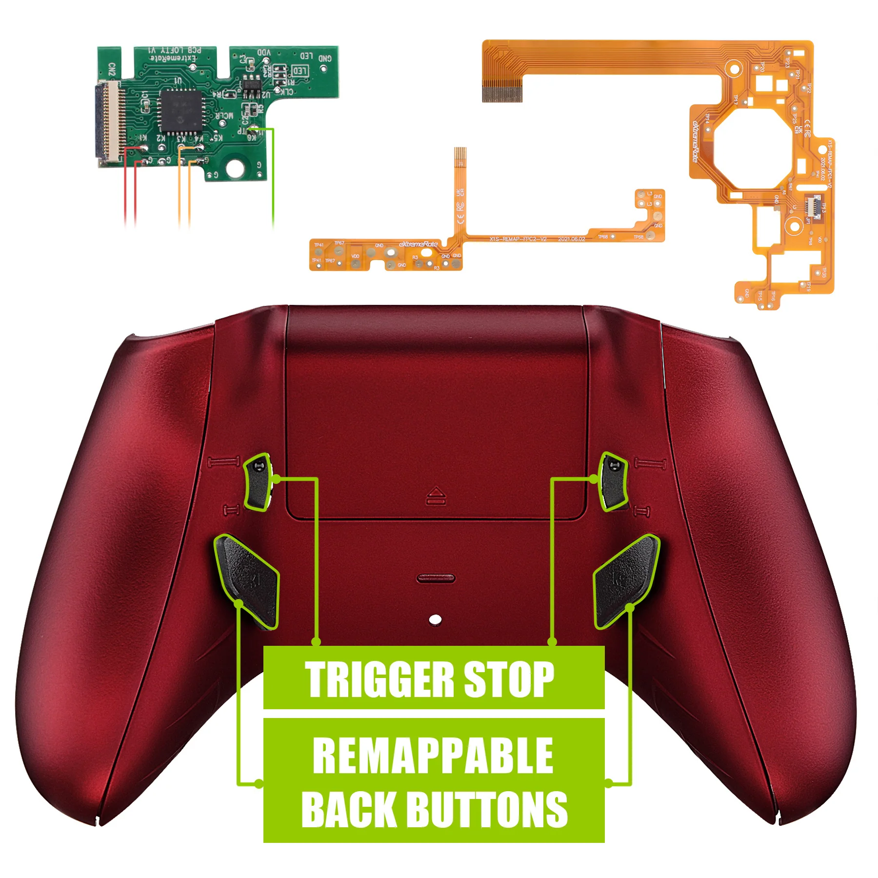 eXtremeRate Lofty Remappable Remap & Trigger Stop Kit for Xbox One X & S Controller - Scarlet Red