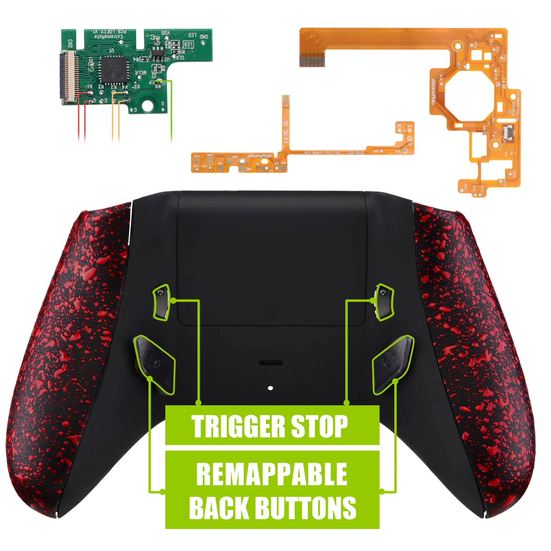eXtremeRate Lofty Remappable Remap & Trigger Stop Kit for Xbox One X & S Controller - Textured Red