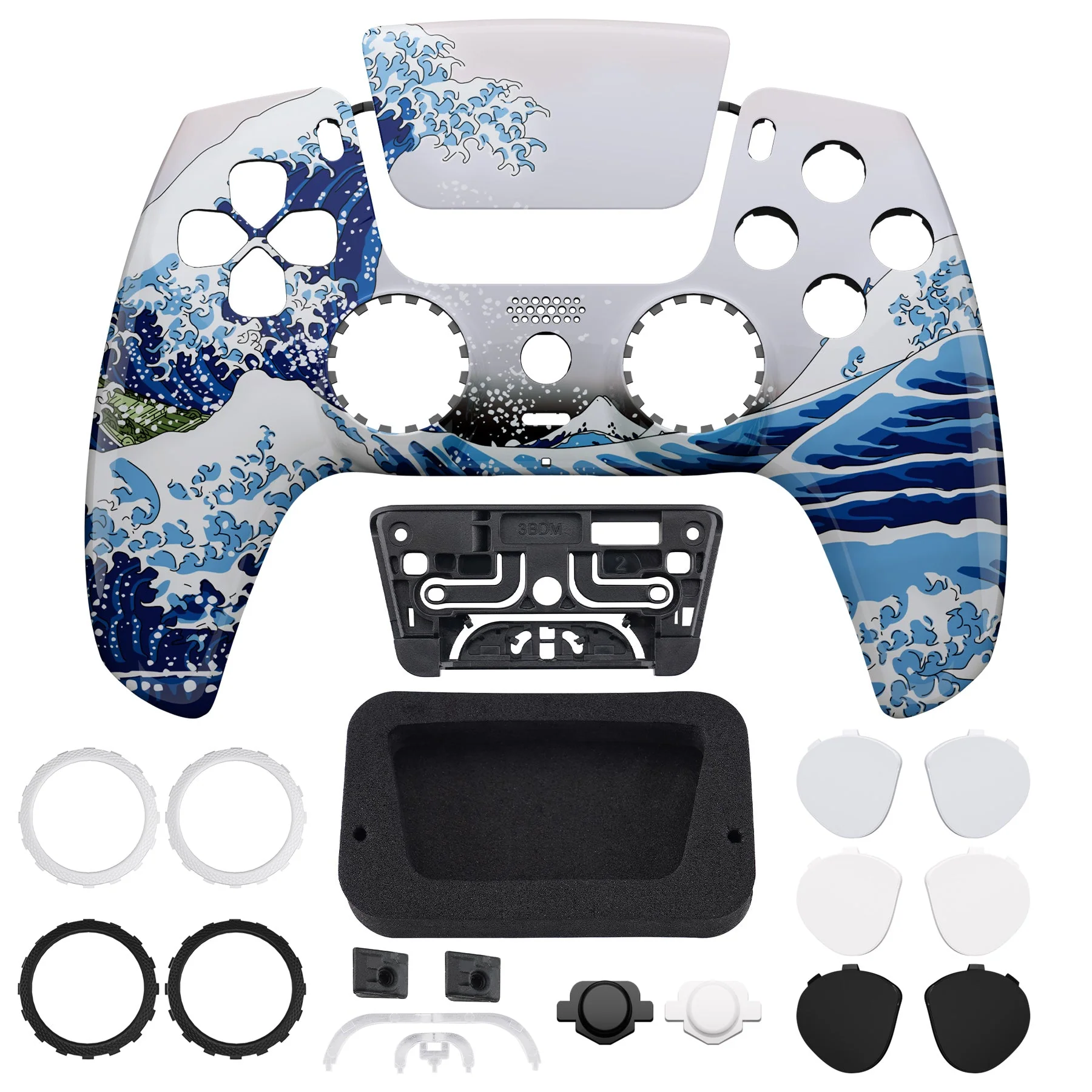 eXtremeRate LUNA Redesigned Replacement Front Shell with Touchpad Compatible with PS5 Controller BDM-010/020/030/040/050 - The Great Wave - Image 4