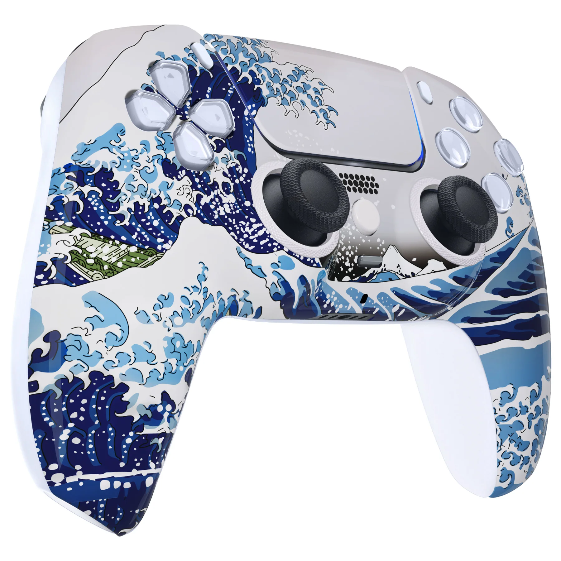 eXtremeRate LUNA Redesigned Replacement Front Shell with Touchpad Compatible with PS5 Controller BDM-010/020/030/040/050 - The Great Wave - Image 6