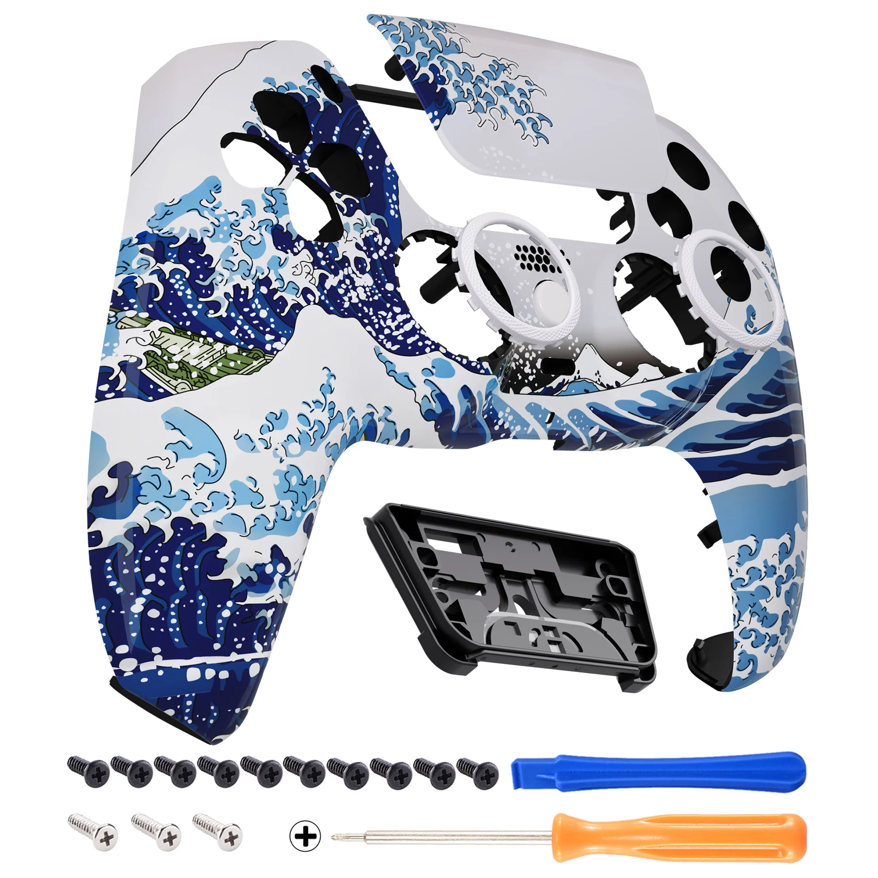 eXtremeRate LUNA Redesigned Replacement Front Shell with Touchpad Compatible with PS5 Controller BDM-010/020/030/040/050 - The Great Wave - Image 8
