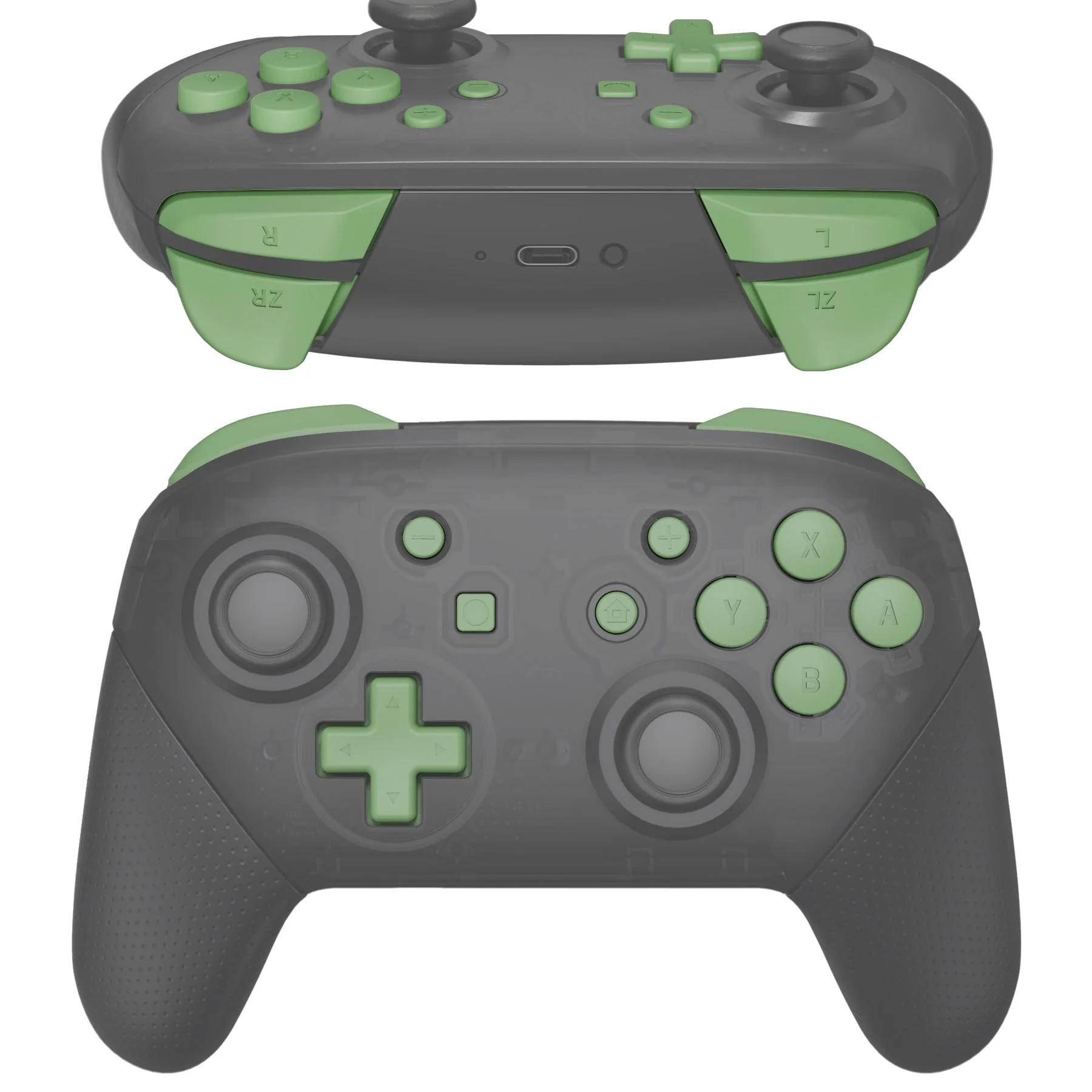 eXtremeRate DIY Replacement Full Set Buttons for Nintendo Switch Pro Controller - Matcha Green