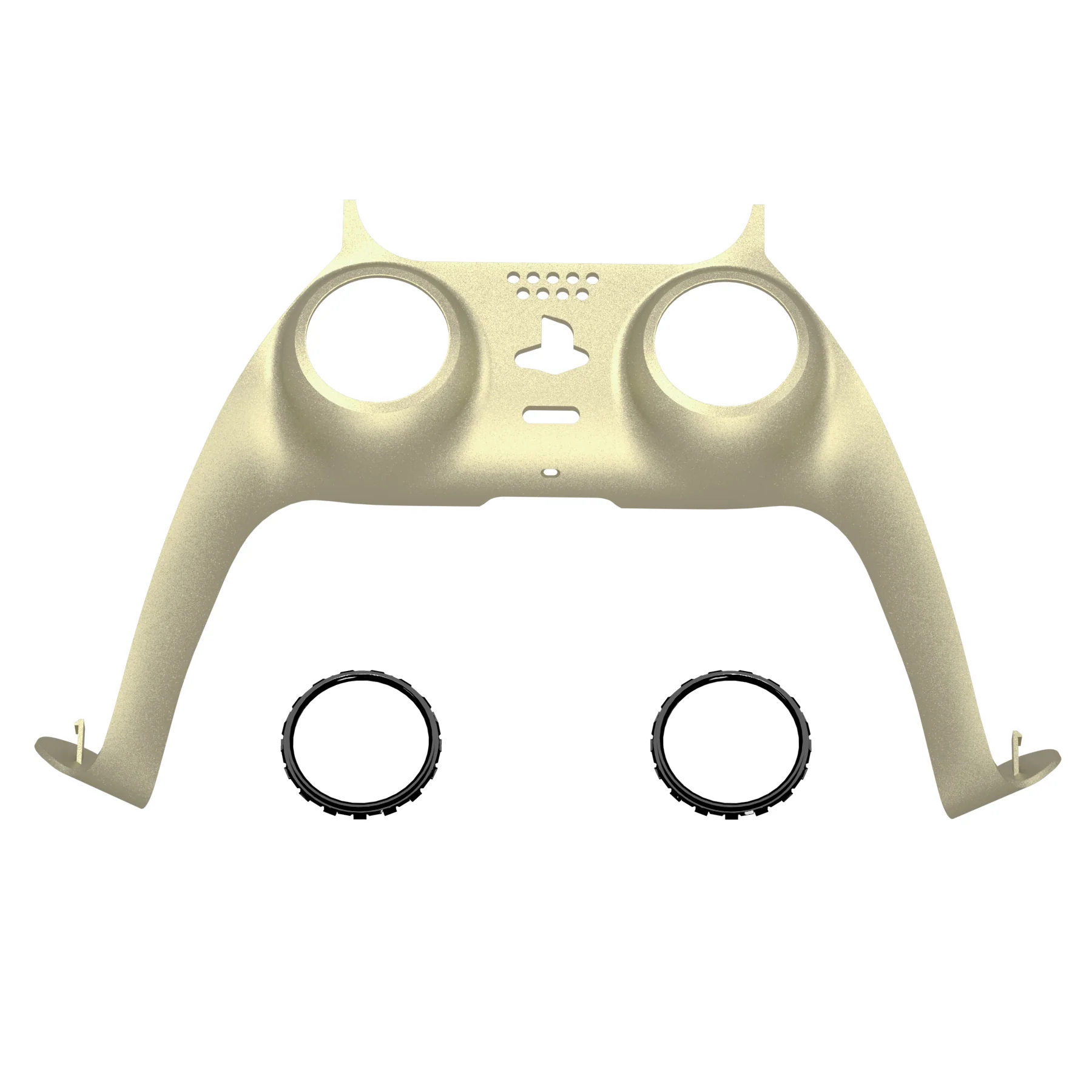 eXtremeRate Replacement Decorative Trim Shell with Accent Rings Compatible with PS5 Controller BDM-010/020/030/040/050 - Metallic Champagne Gold