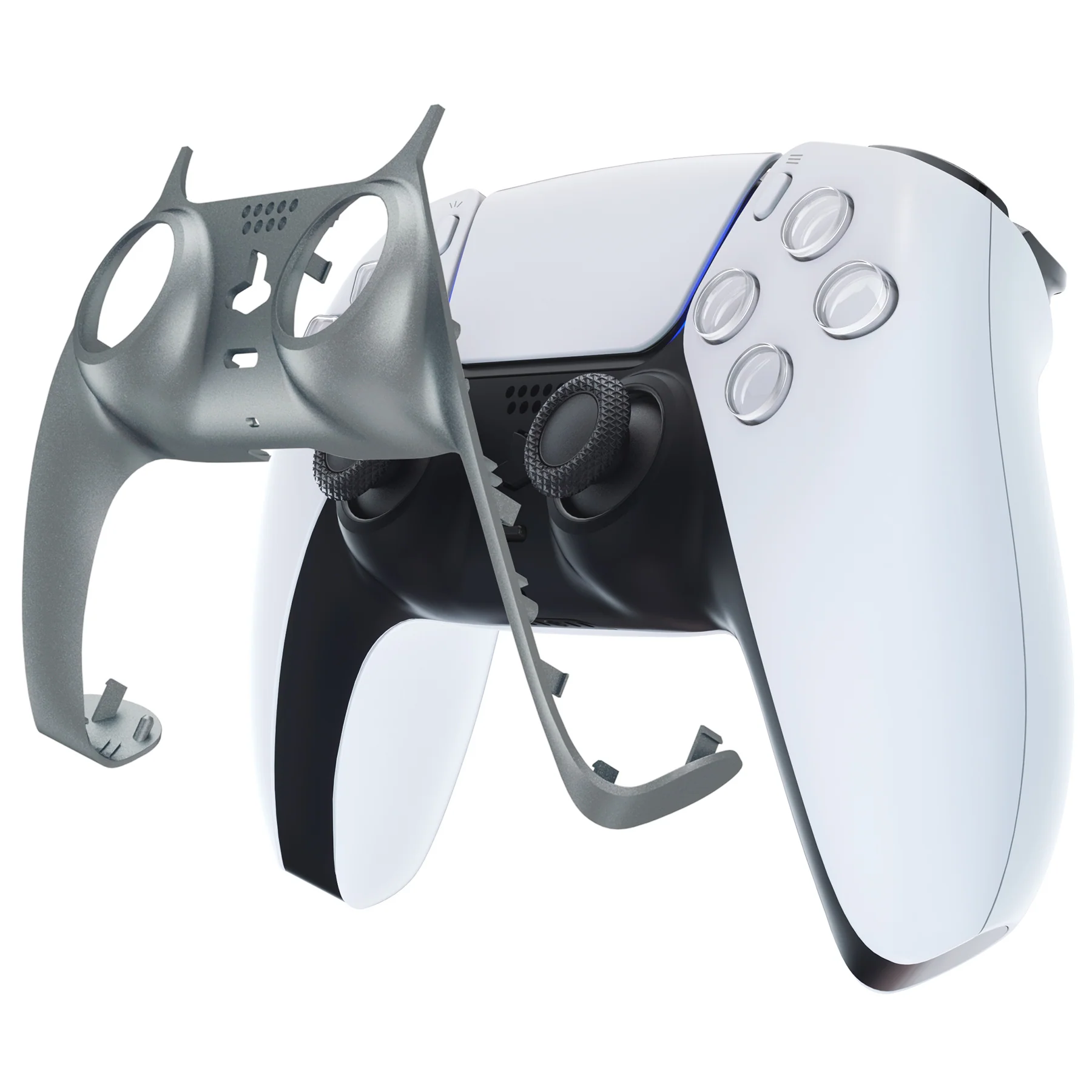 eXtremeRate Replacement Decorative Trim Shell with Accent Rings Compatible with PS5 Controller BDM-010/020/030/040/050 - Metallic Steel Gray - Image 7
